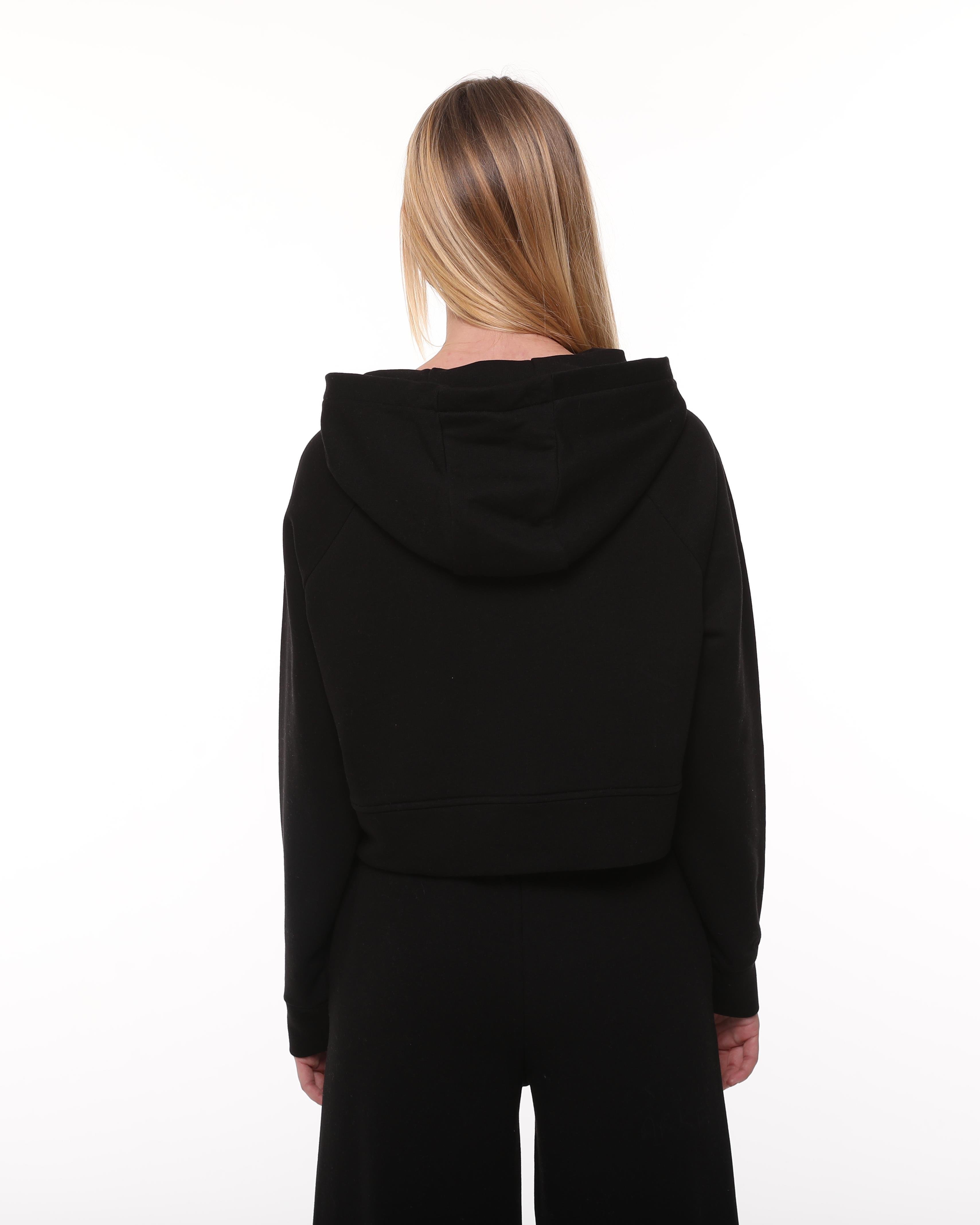 Siyah Reglan Kol Crop Sweatshirt