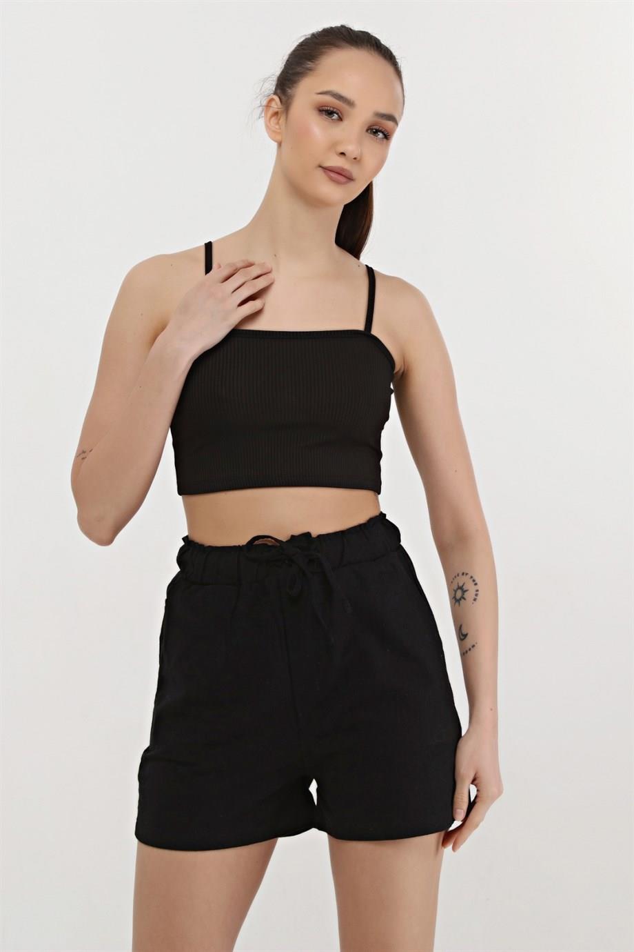 Siyah Renk Crop