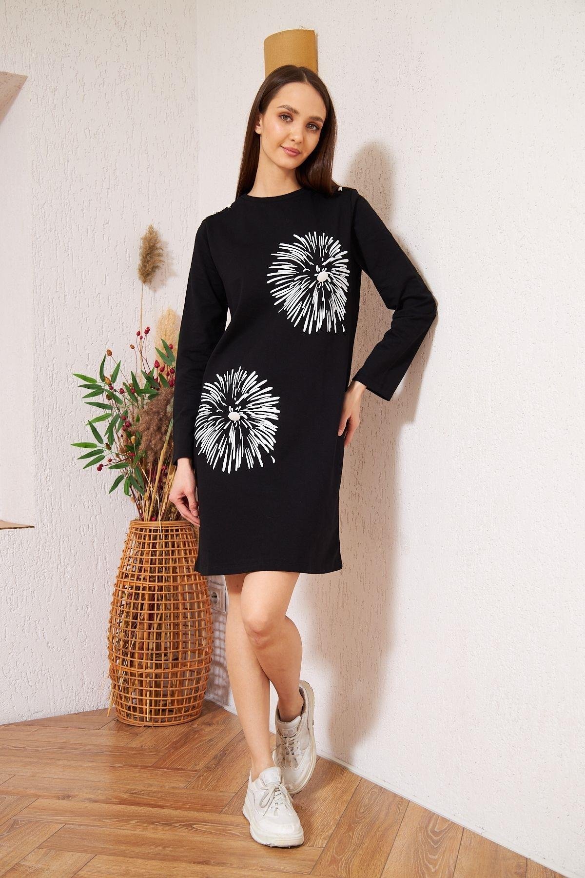 Siyah Düğme Detaylı Tunik DM60346