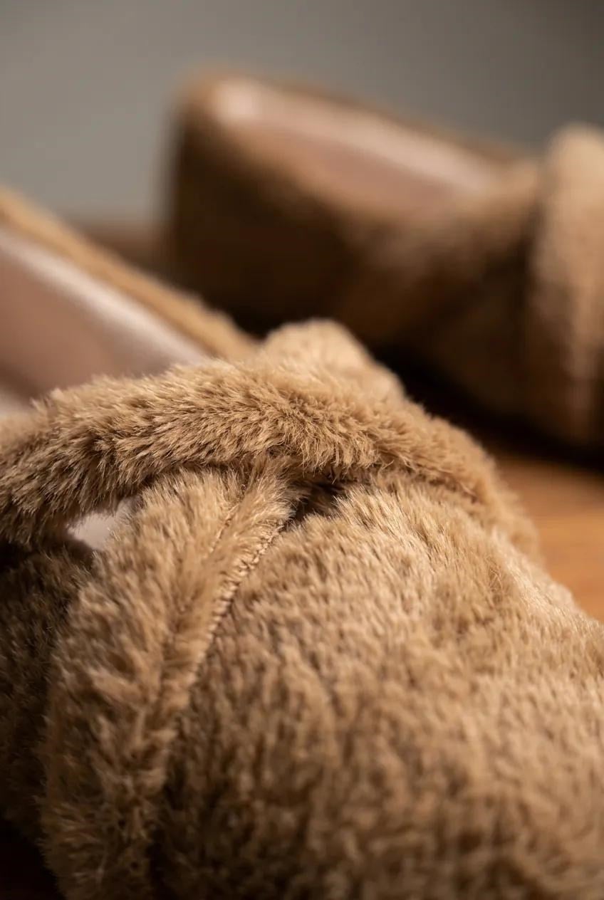 Beau Kahve Peluş Çapraz Detay Kadın Ev Babet