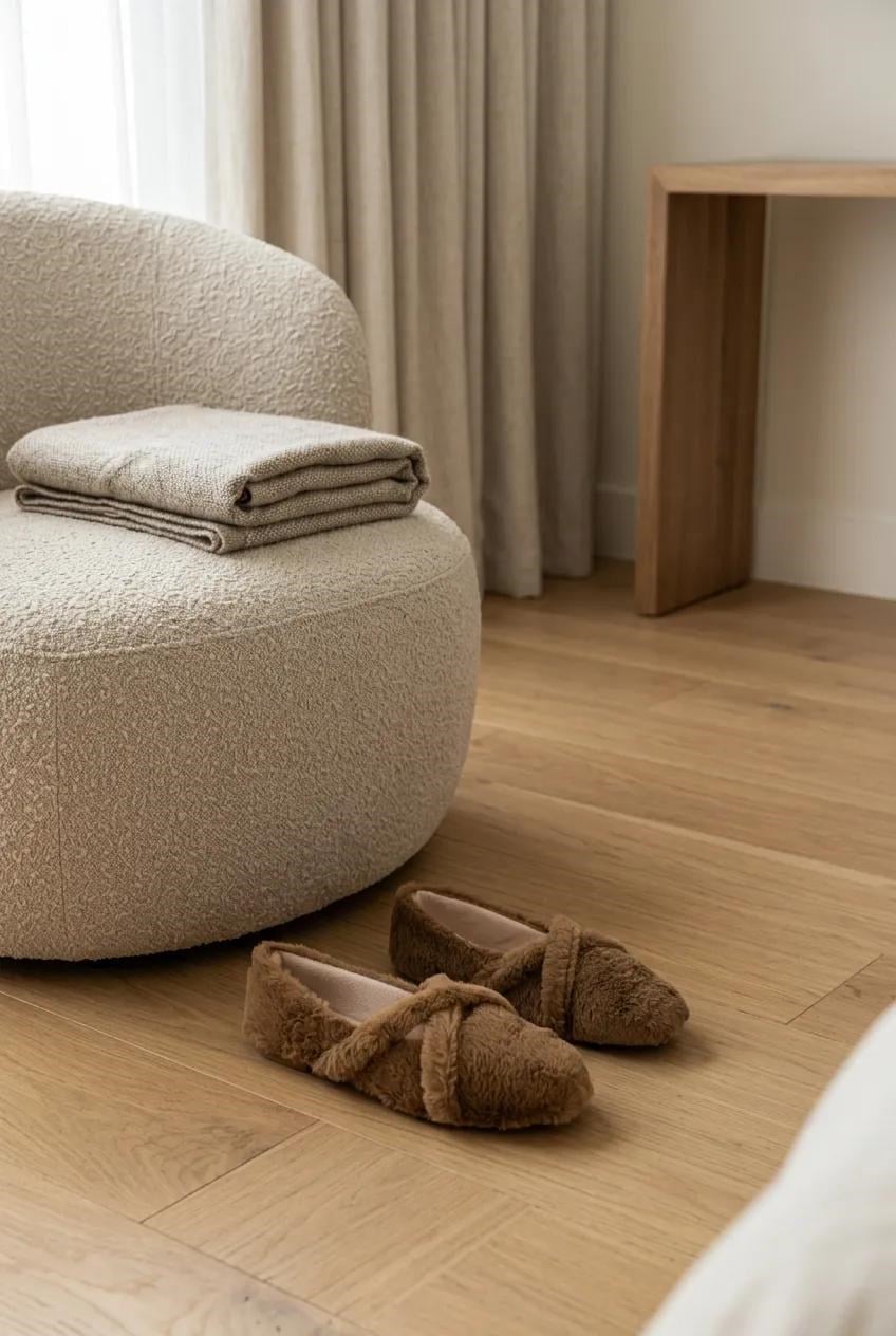 Beau Kahve Peluş Çapraz Detay Kadın Ev Babet