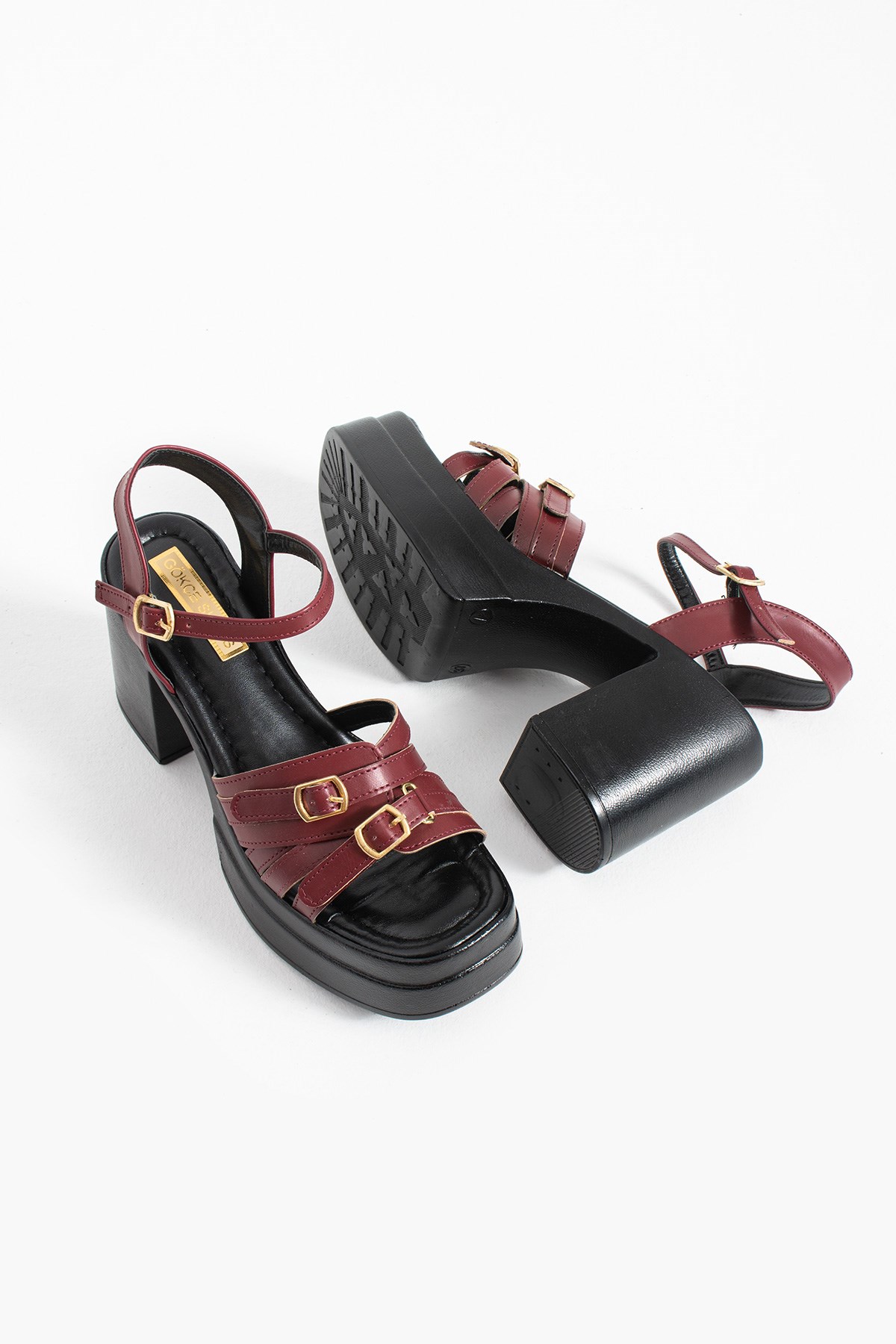 Calypso Bordo Kemer Toka Detay Plartform Taban Kadın Sandalet