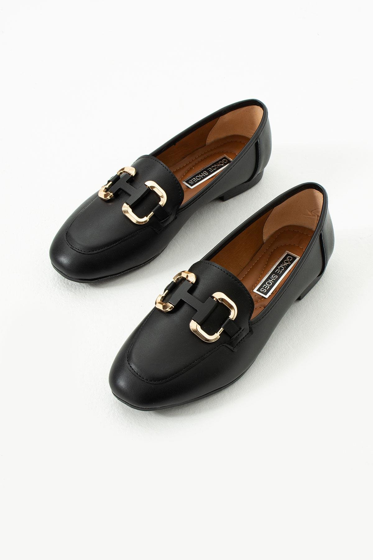 Jimena Siyah H Toka Anatomik Taban Kadın Babet Ayakkabı