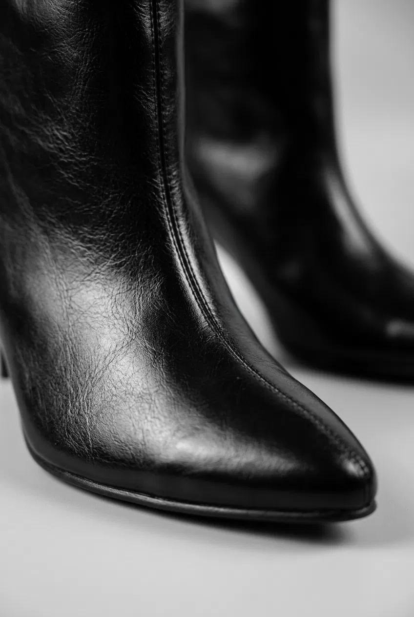 Olesya Siyah Desenli Fermuarsız Kadın Topuklu Bot