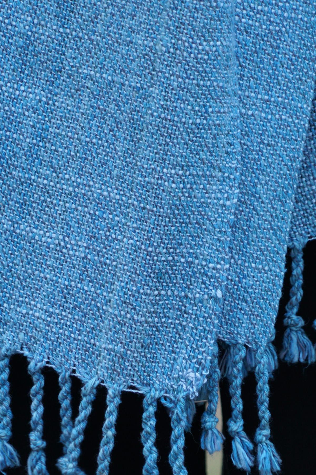 %100 Barış İpeği El Dokuması Kaşkol 45 x 200 cm - Açık Mavi