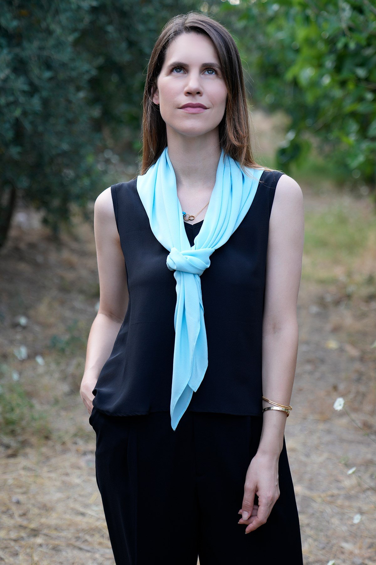 %100 İpek Eşarp – Mavi