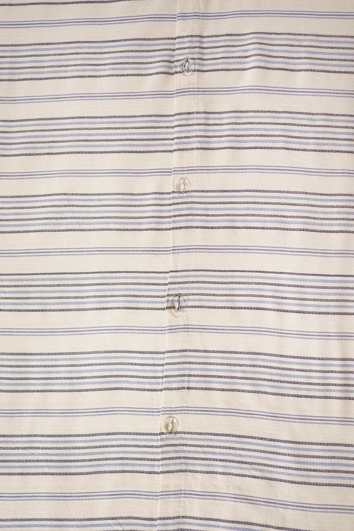 %100 Pamuk El Dokuması Ekli Nevresim Takımı Çift Kişilik 230 x 260 cm - Mavi Çizgili