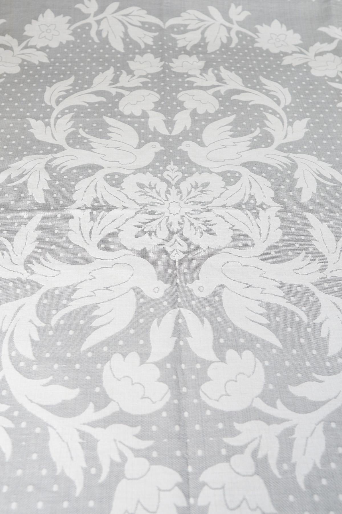 %100 Pamuk El Dokuması Kuş Desenli Pike 190 x 225 cm - Gri 