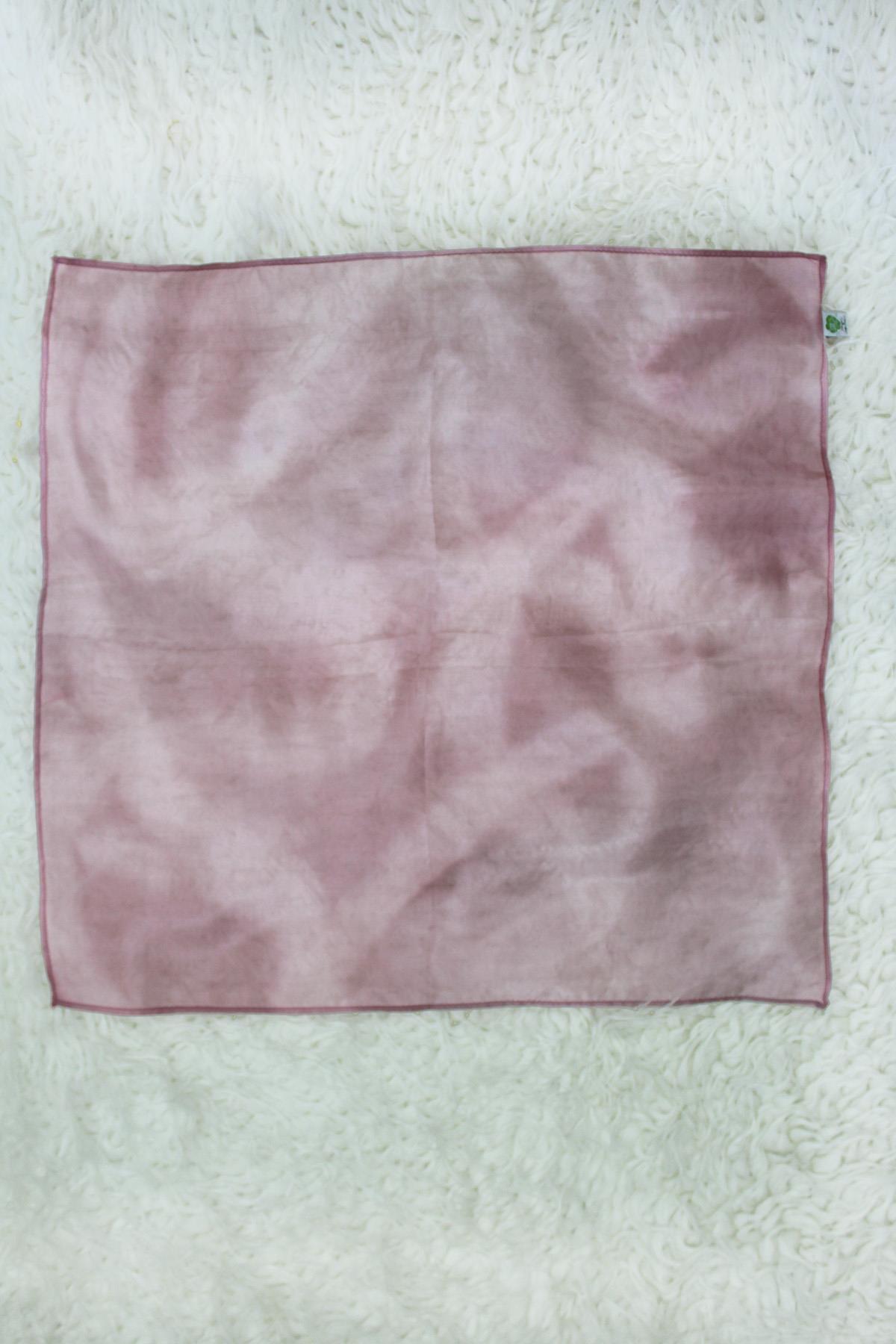 %100 Saf İpek El Boyama Kare Fular - 55 x 55 Tasarım - Toz Pembe