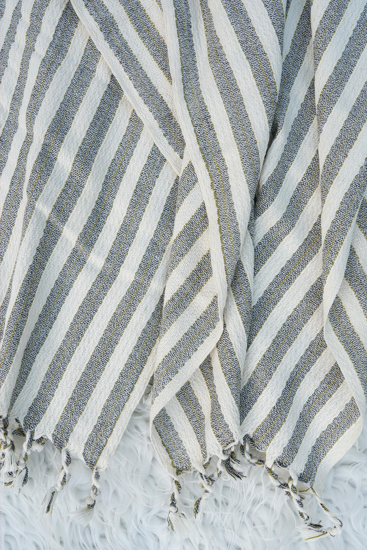 El Dokuması Pamuk - Keten Peştemal 95 x 200 cm - Gri