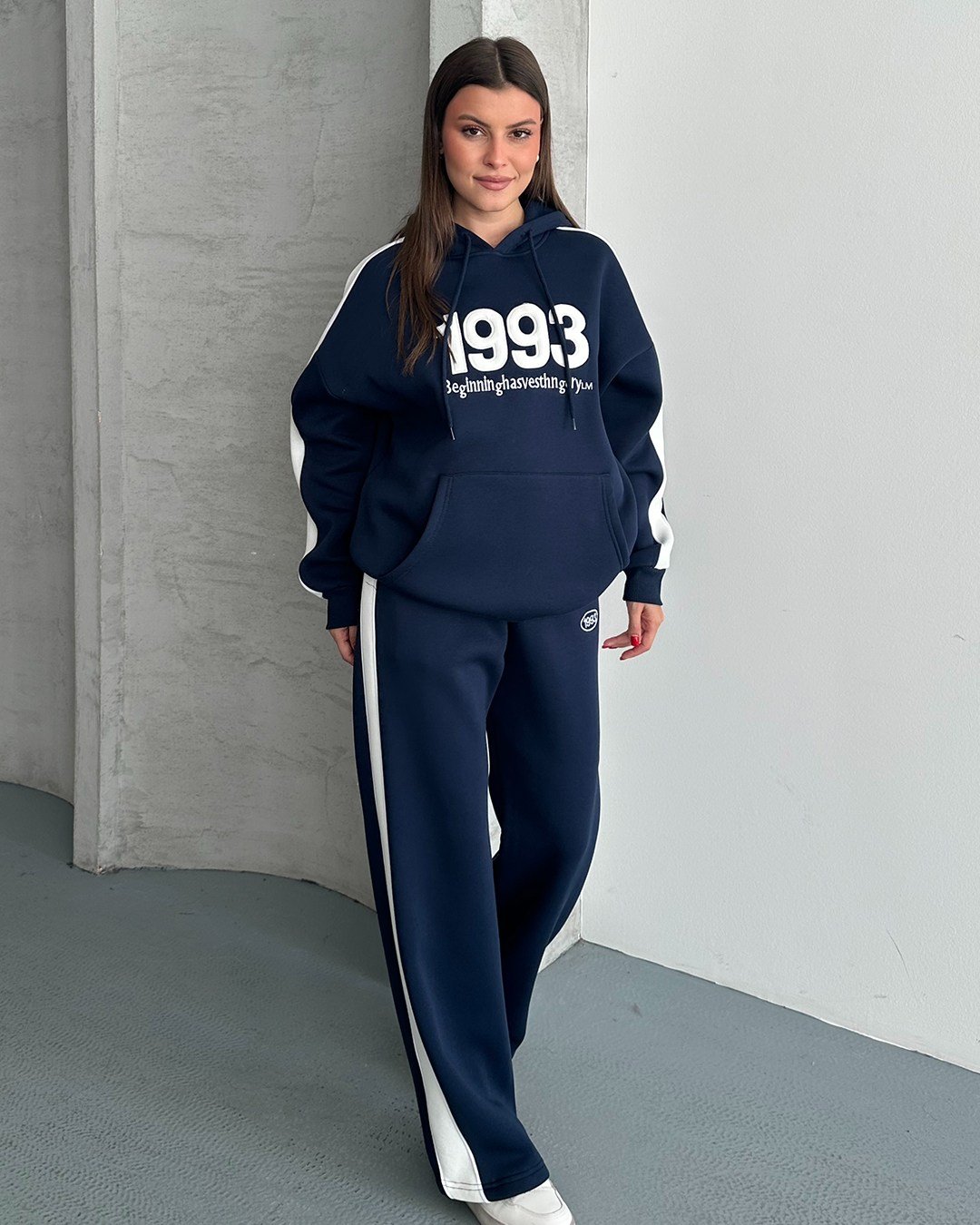 1993 Kabartma Nakışlı Lacivert İkili Takım