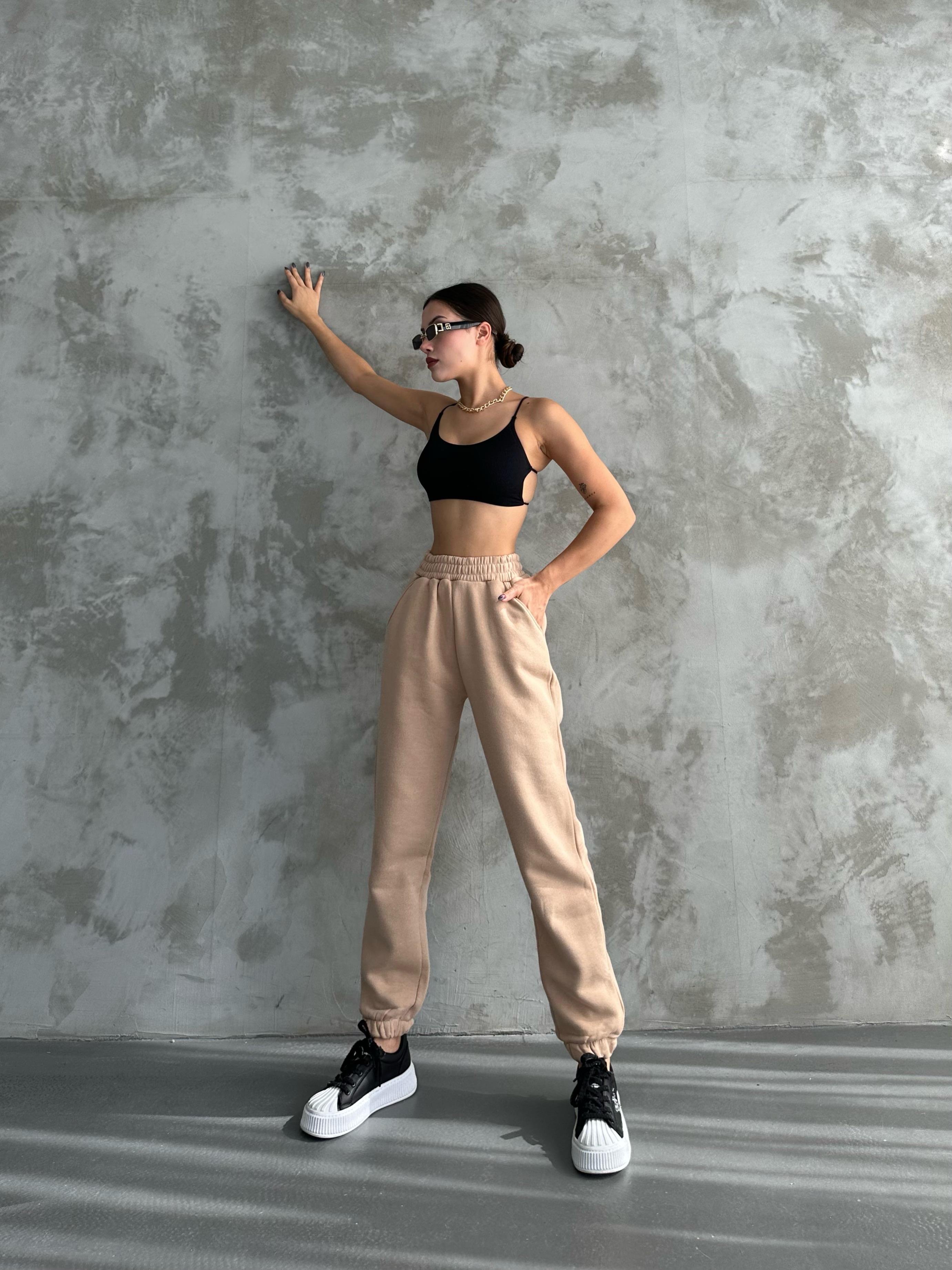 3 İplik Jogger Sütlü Kahve Eşofman Altı