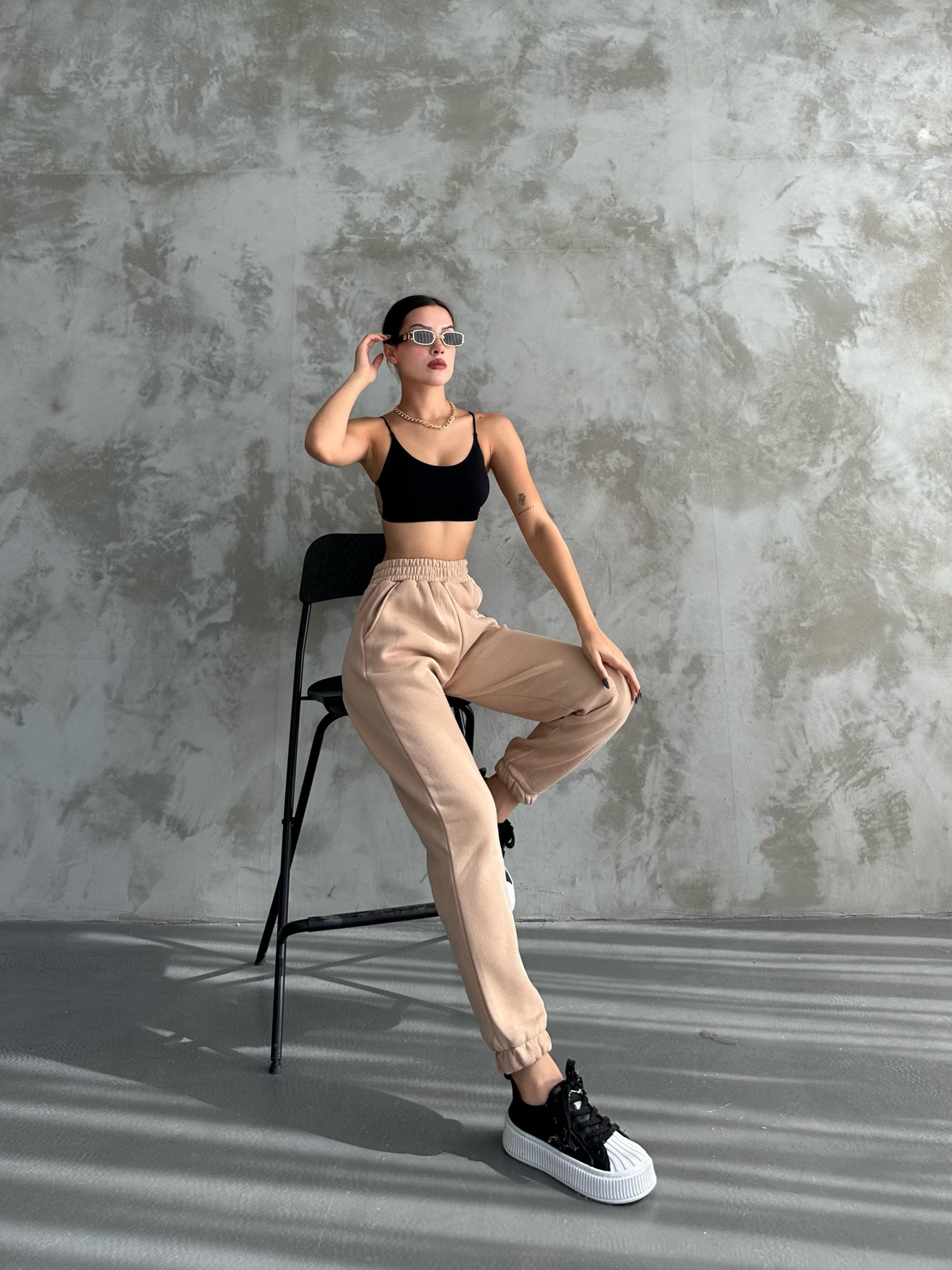 3 İplik Jogger Sütlü Kahve Eşofman Altı