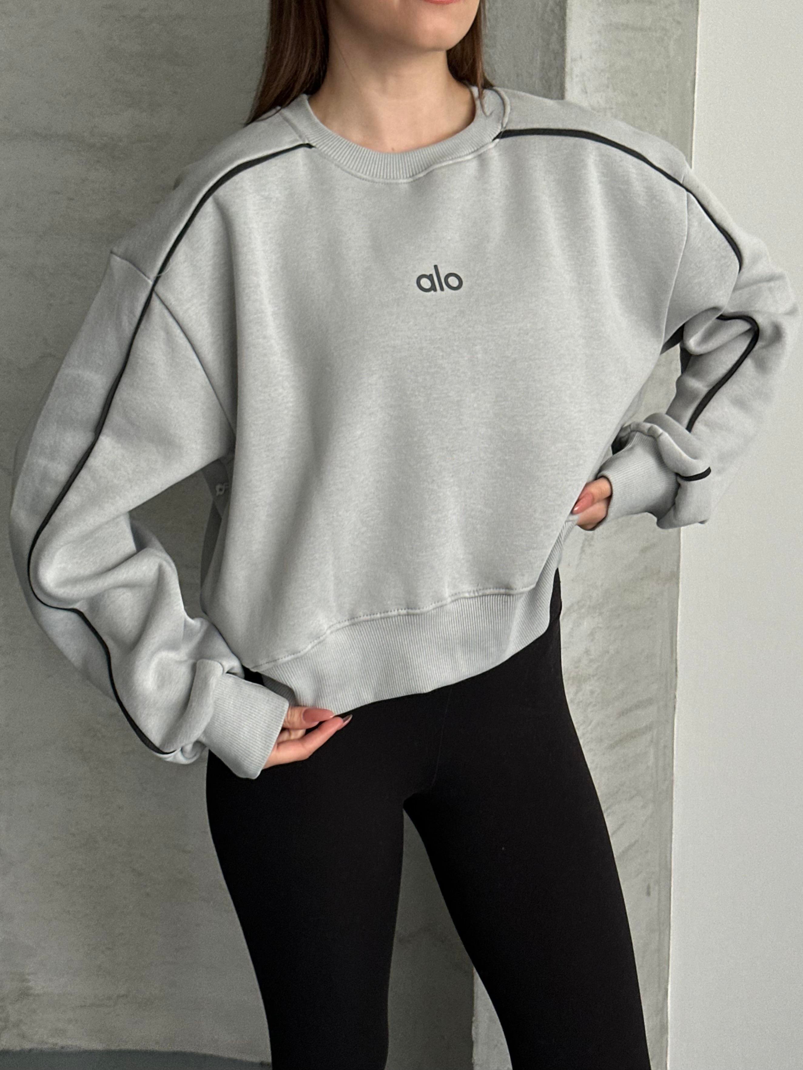 Active Şerit Detaylı Oversize Gri Sweatshirt