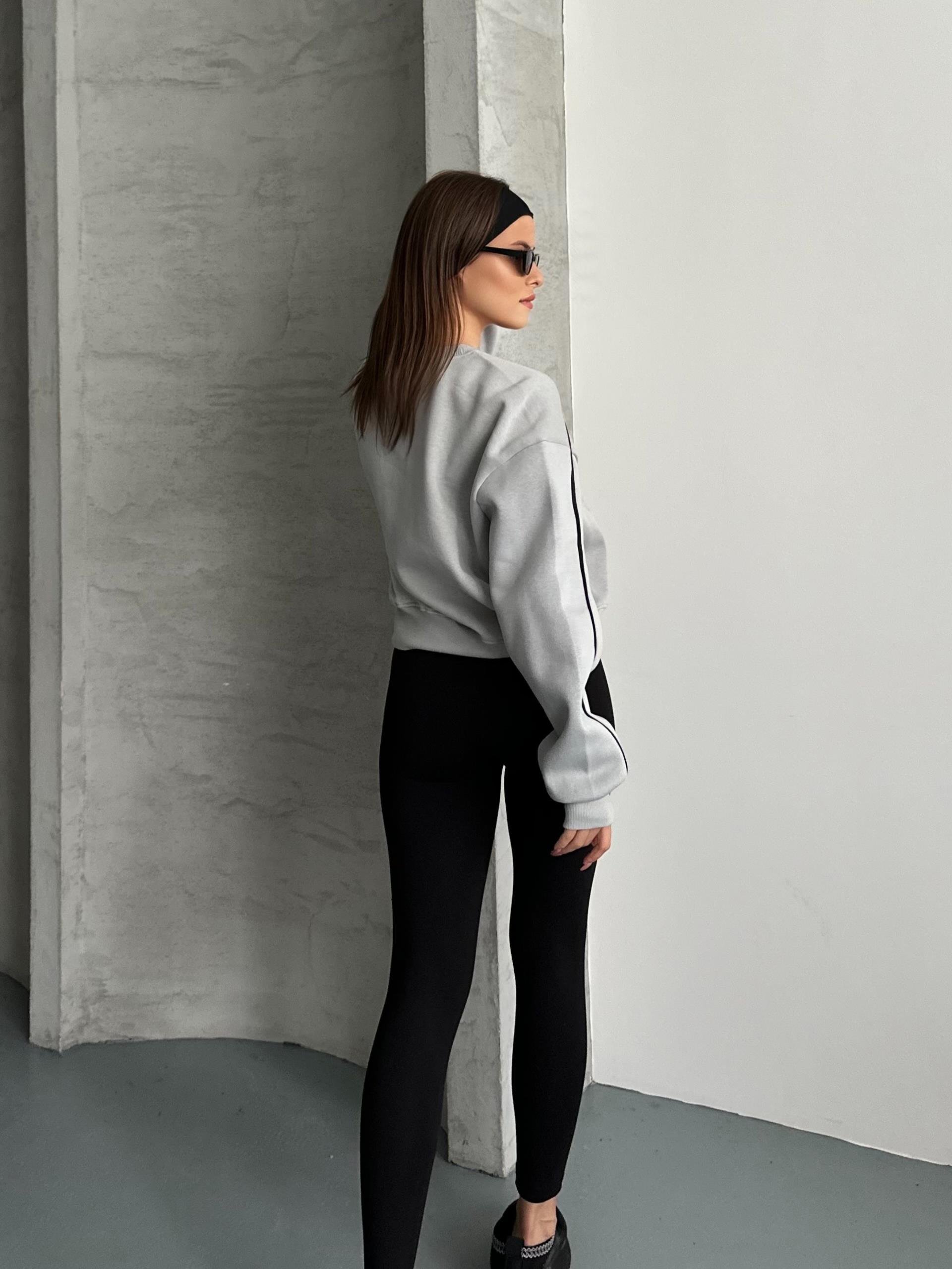Active Şerit Detaylı Oversize Gri Sweatshirt