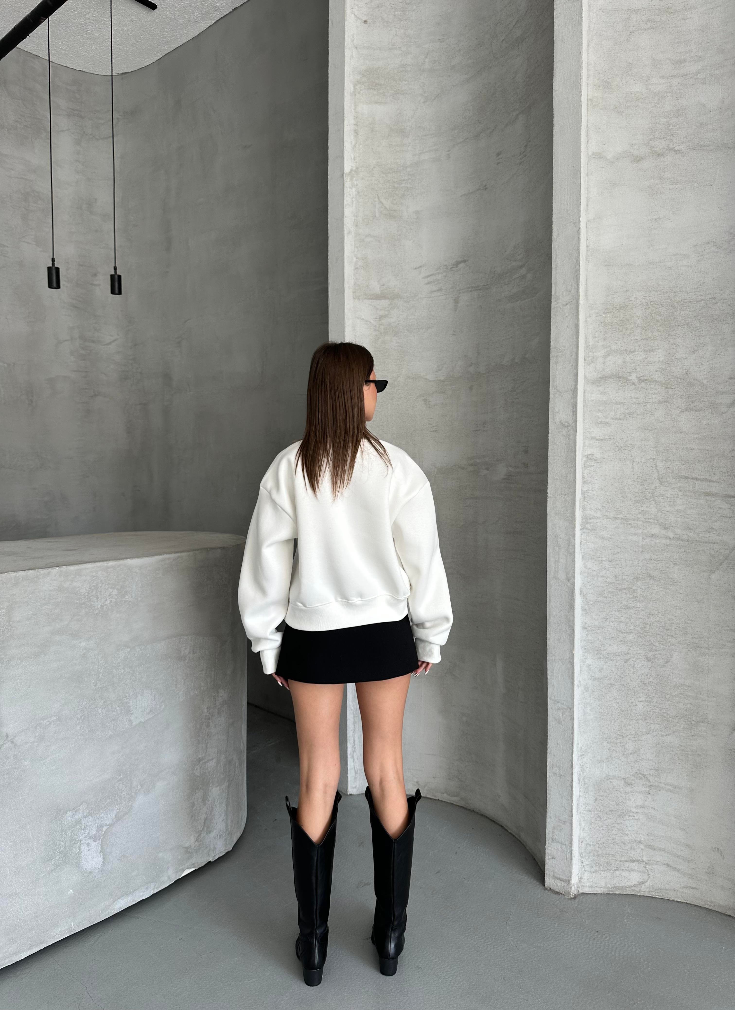 Aktif Oversize Beyaz Sweatshirt