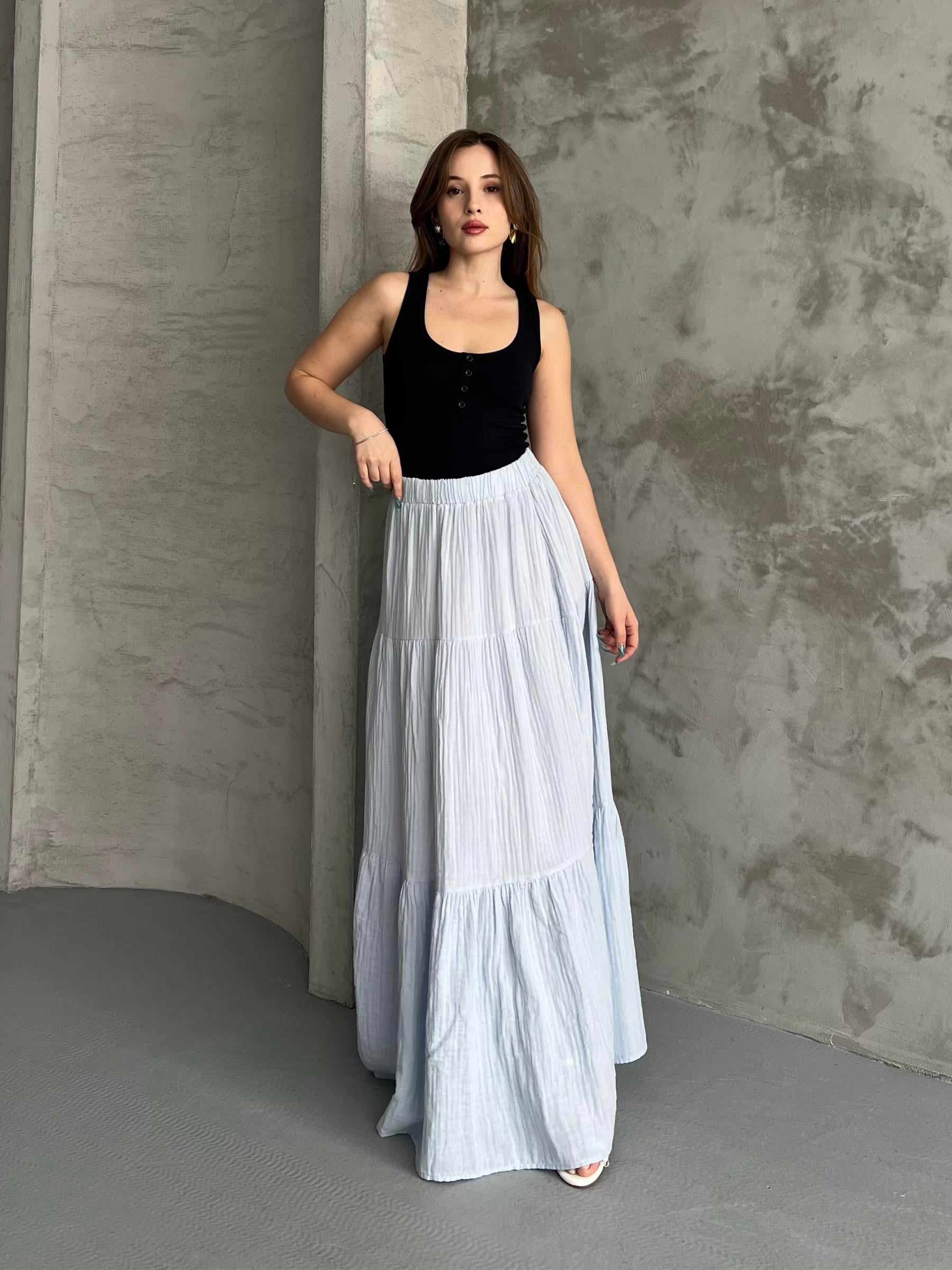 Astarlı Uzun Fırfırlı Bebe Mavisi Etek