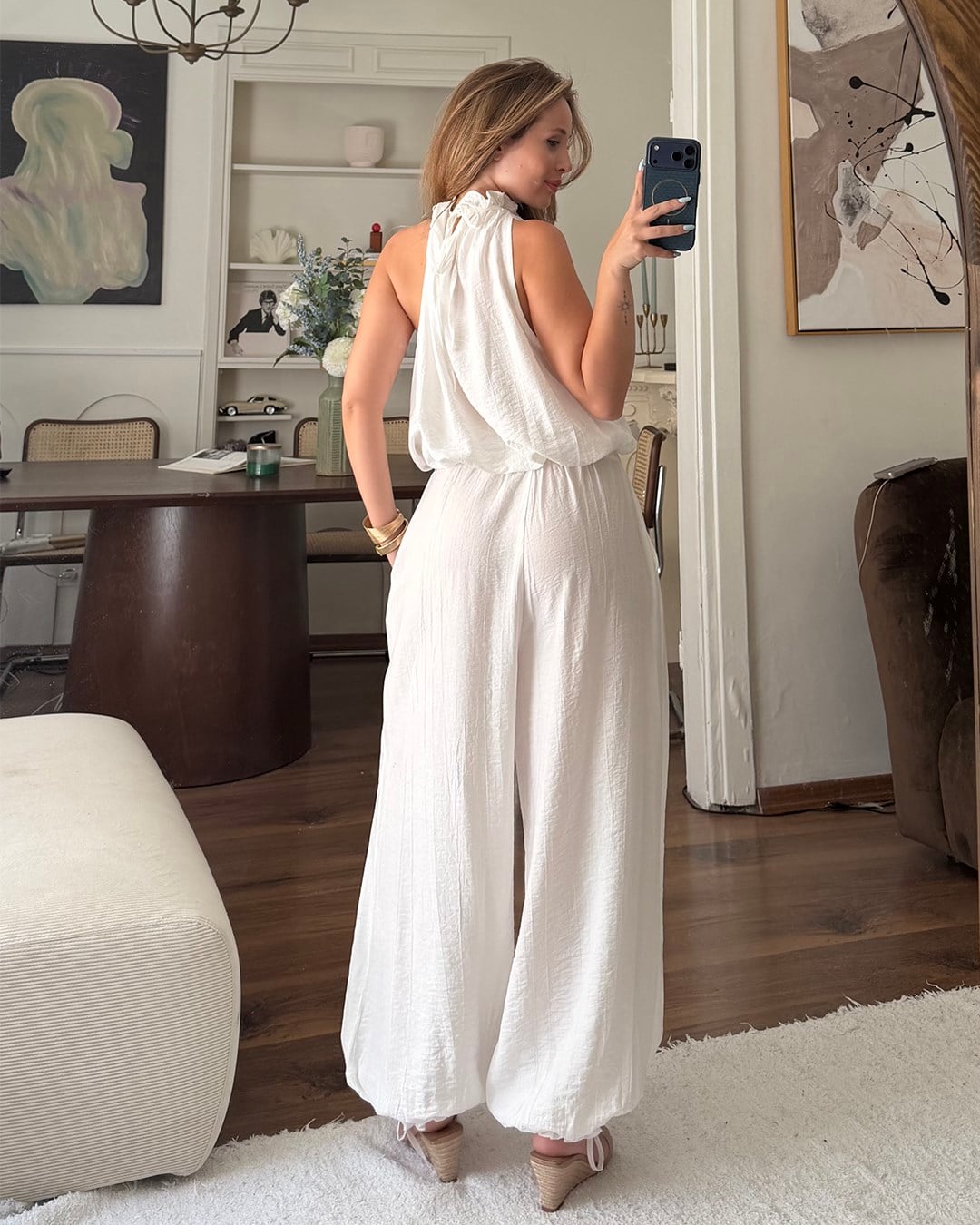 Athena Beyaz Bluz Pantolon Takım
