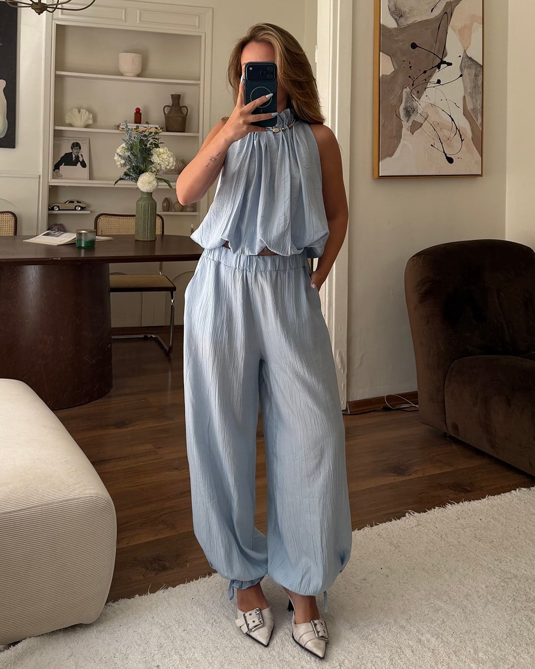 Athena Buz Mavisi Bluz Pantolon Takım