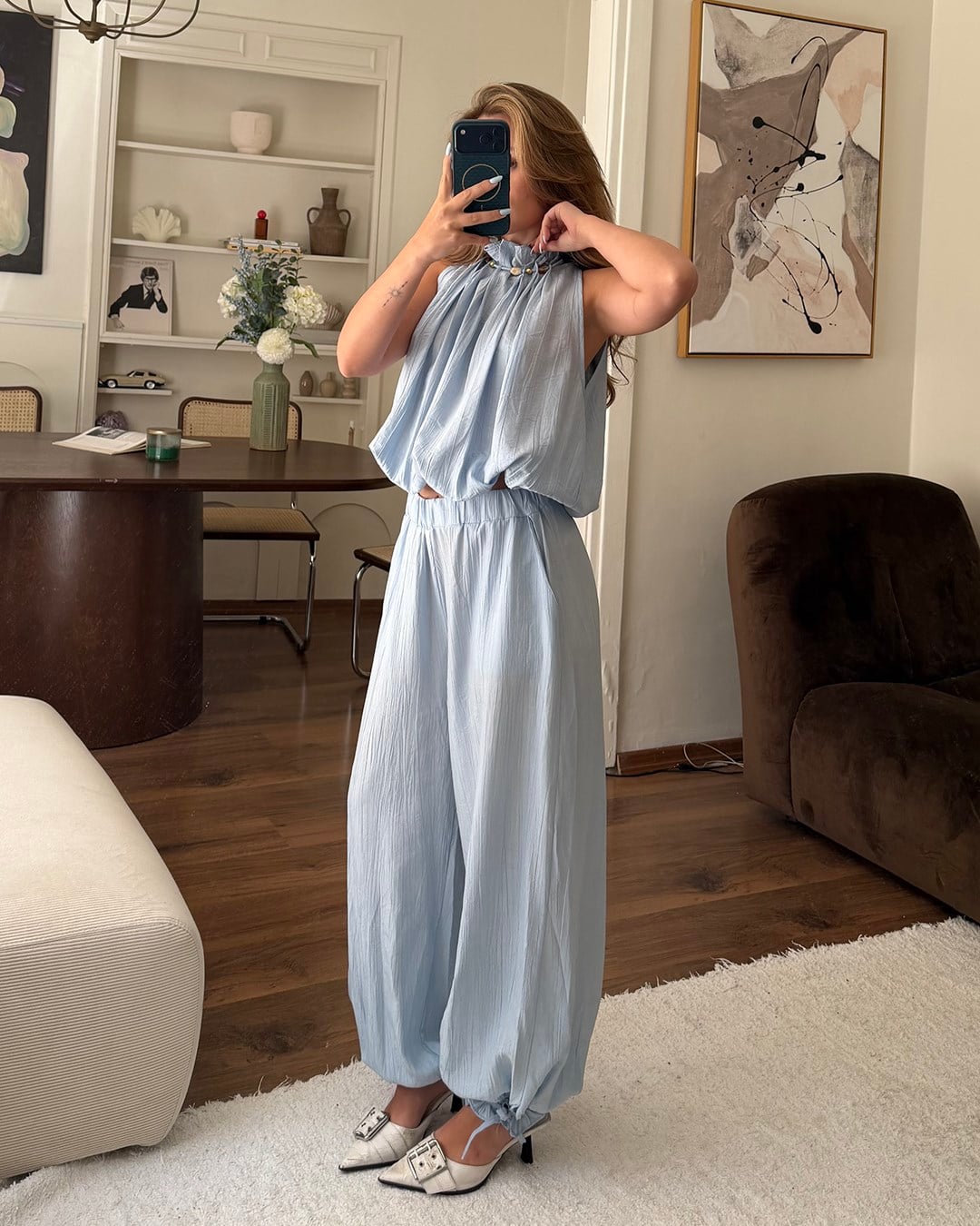 Athena Buz Mavisi Bluz Pantolon Takım