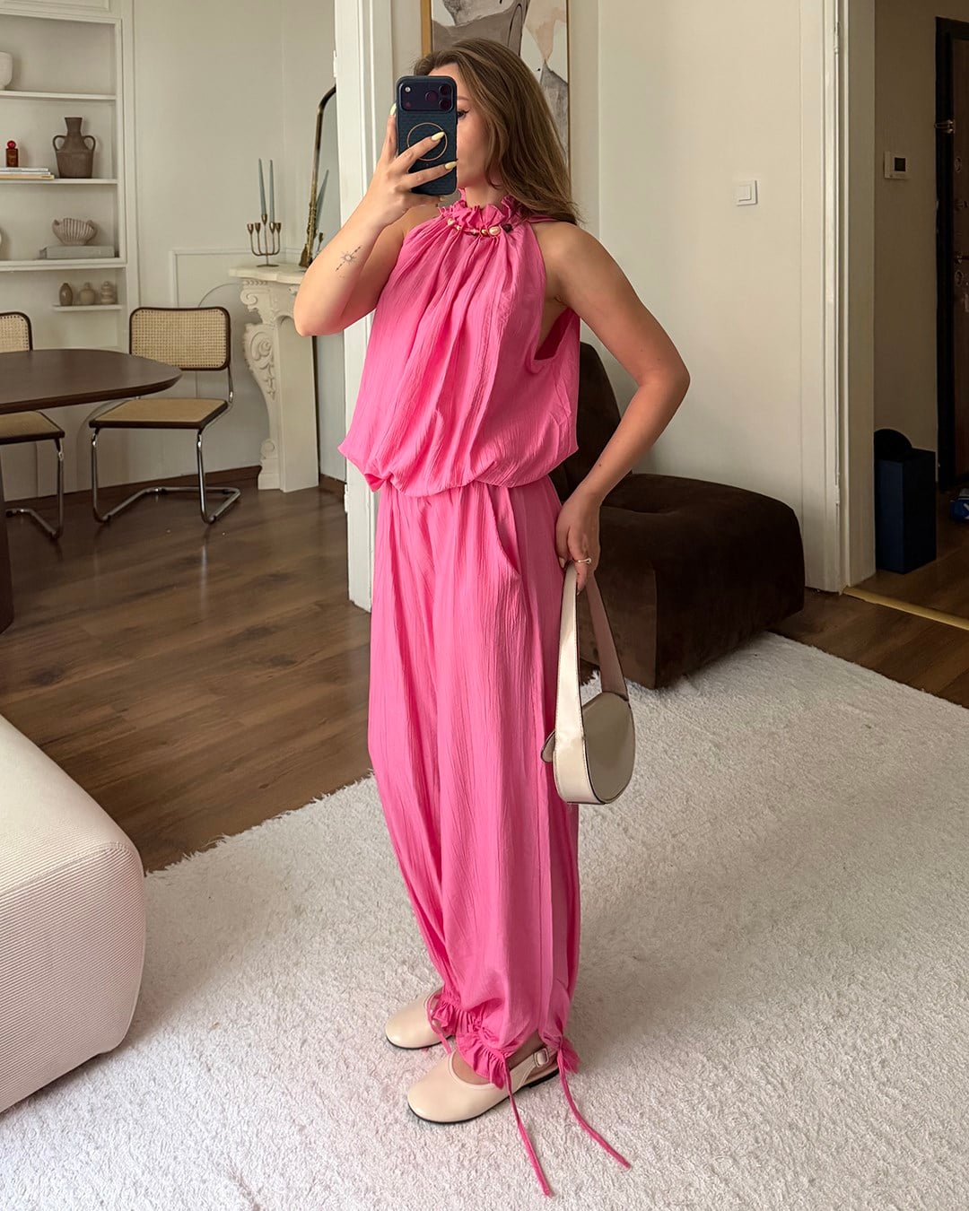 Athena Pembe Bluz Pantolon Takım