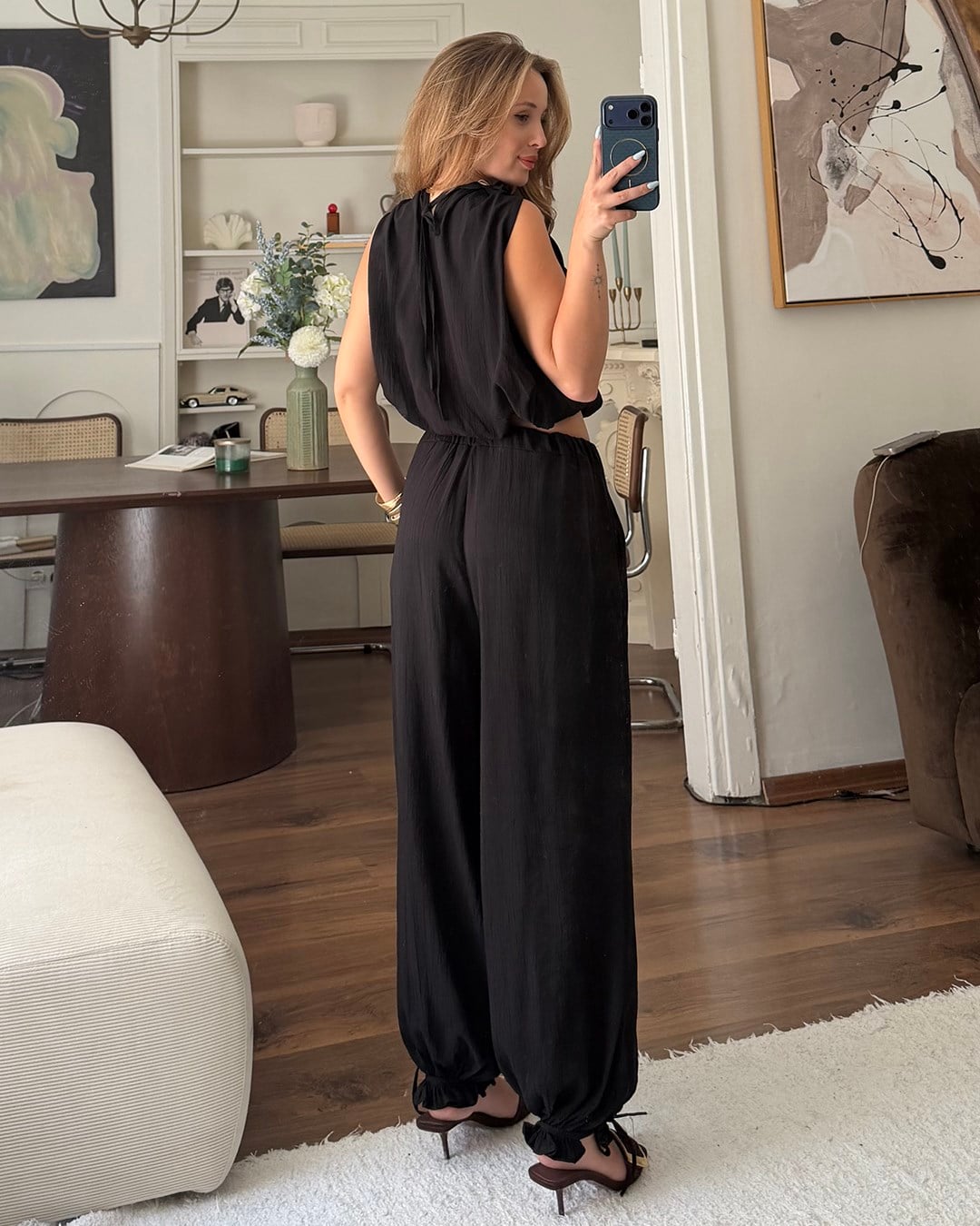 Athena Siyah Bluz Pantolon Takım