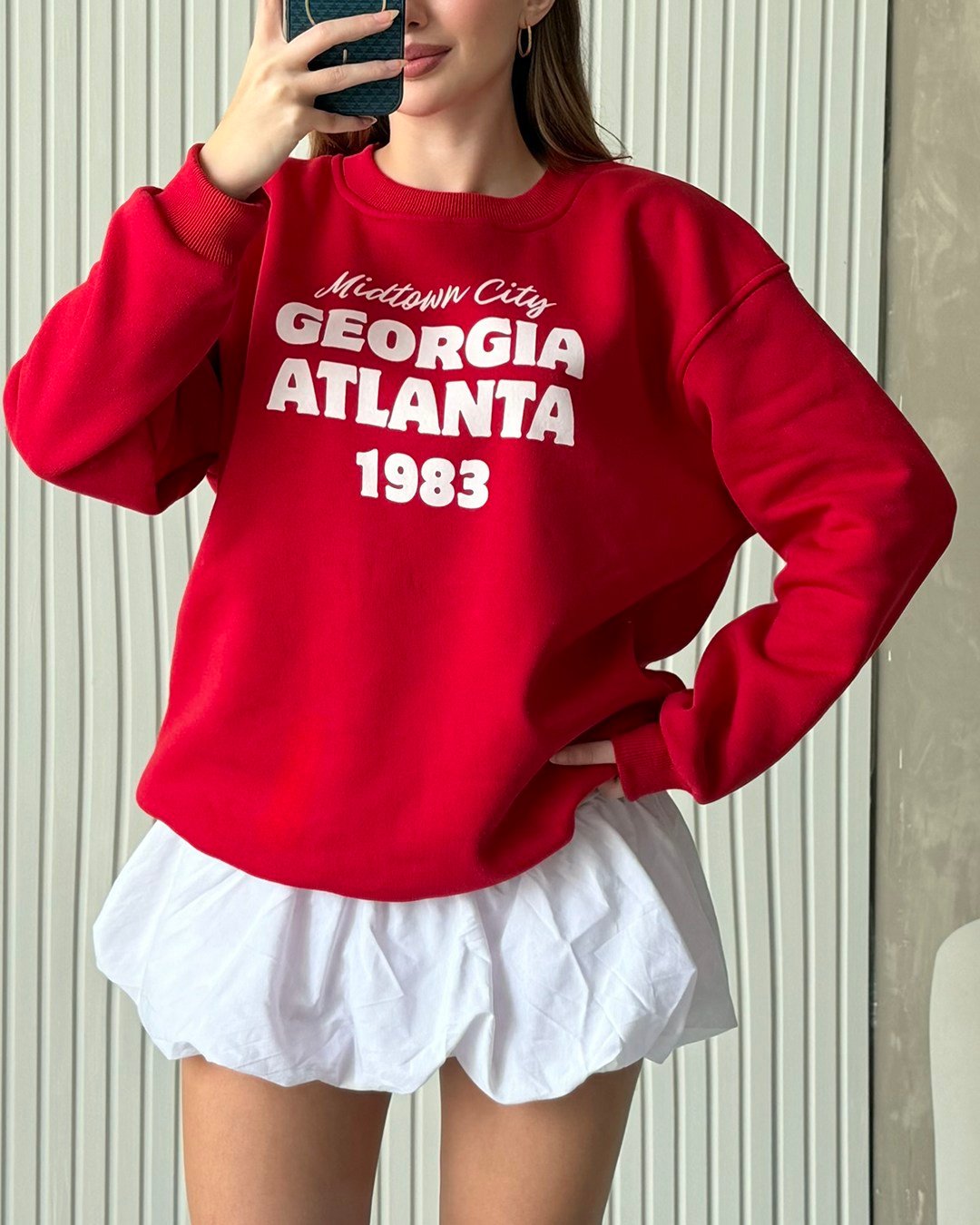 Atlanta1983 Kırmızı Kolej Sweatshirt