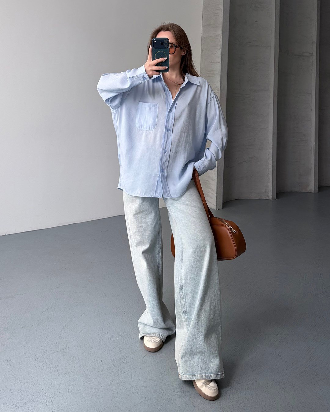 Bambu Oversize Bebe Mavisi Gömlek