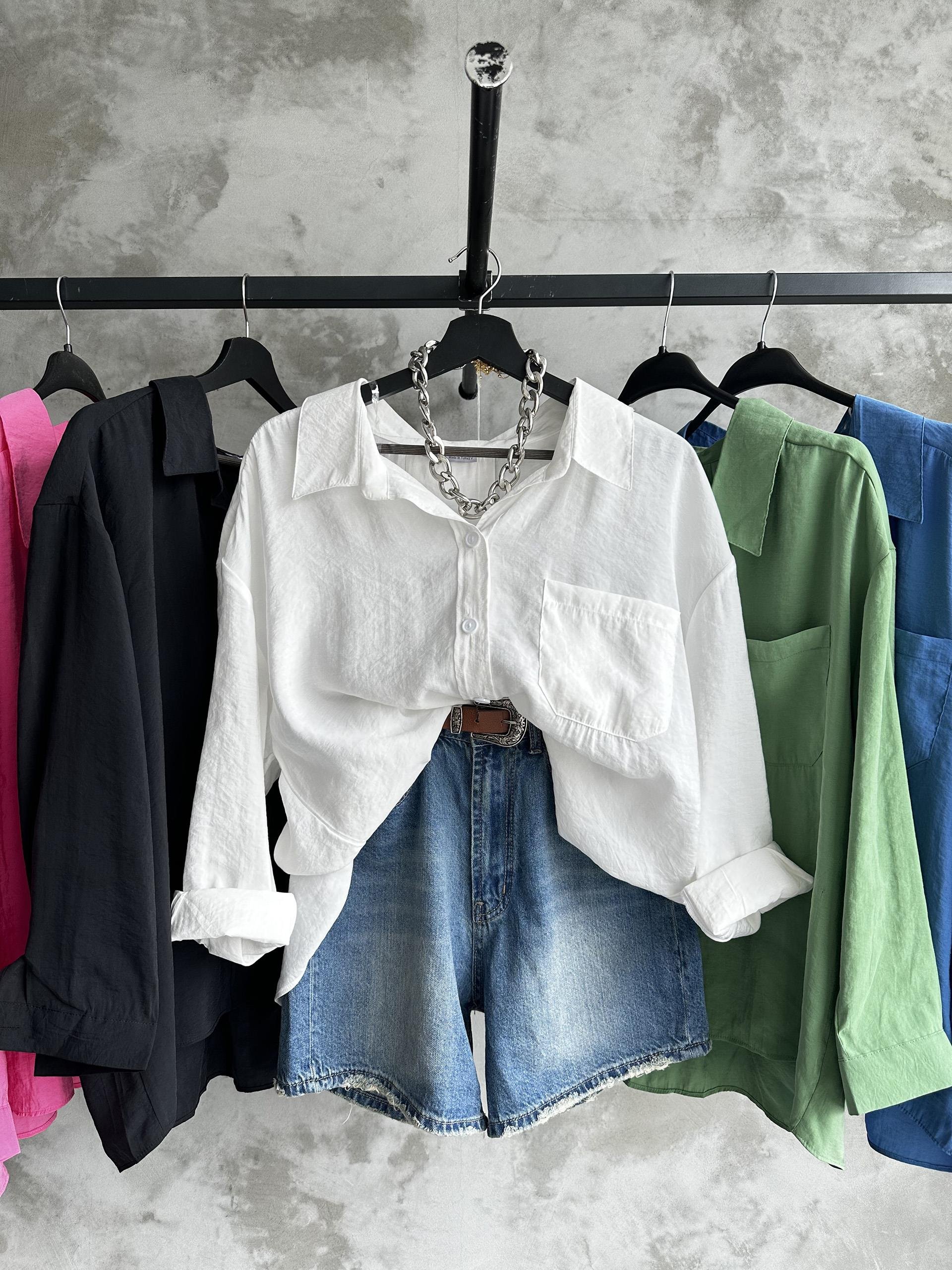 Bambu Oversize Beyaz Gömlek