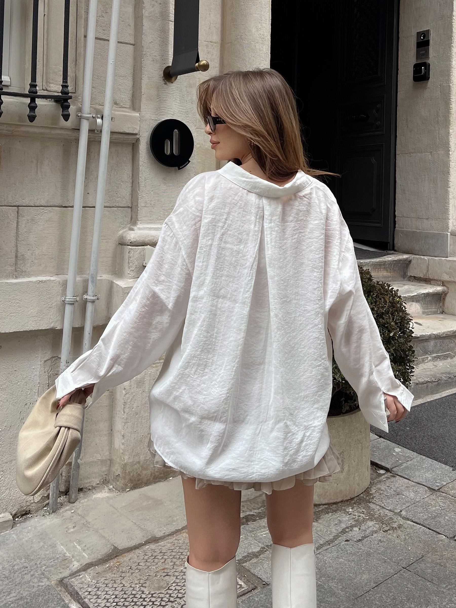 Bambu Oversize Beyaz Gömlek