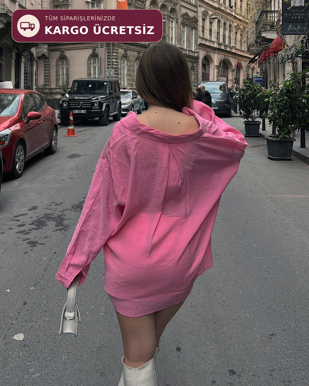 Bambu Oversize Fuşya Gömlek