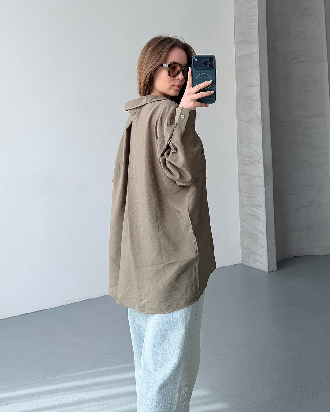 Bambu Oversize Haki Gömlek