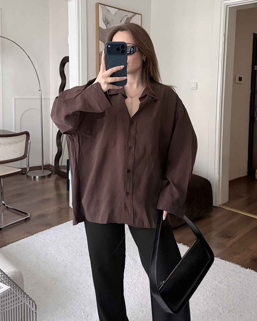 Bambu Oversize Kahverengi Gömlek