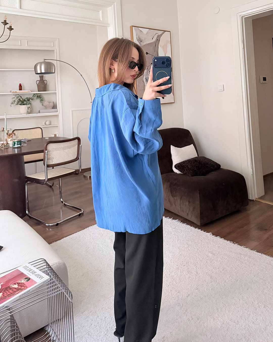 Bambu Oversize Mavi Gömlek