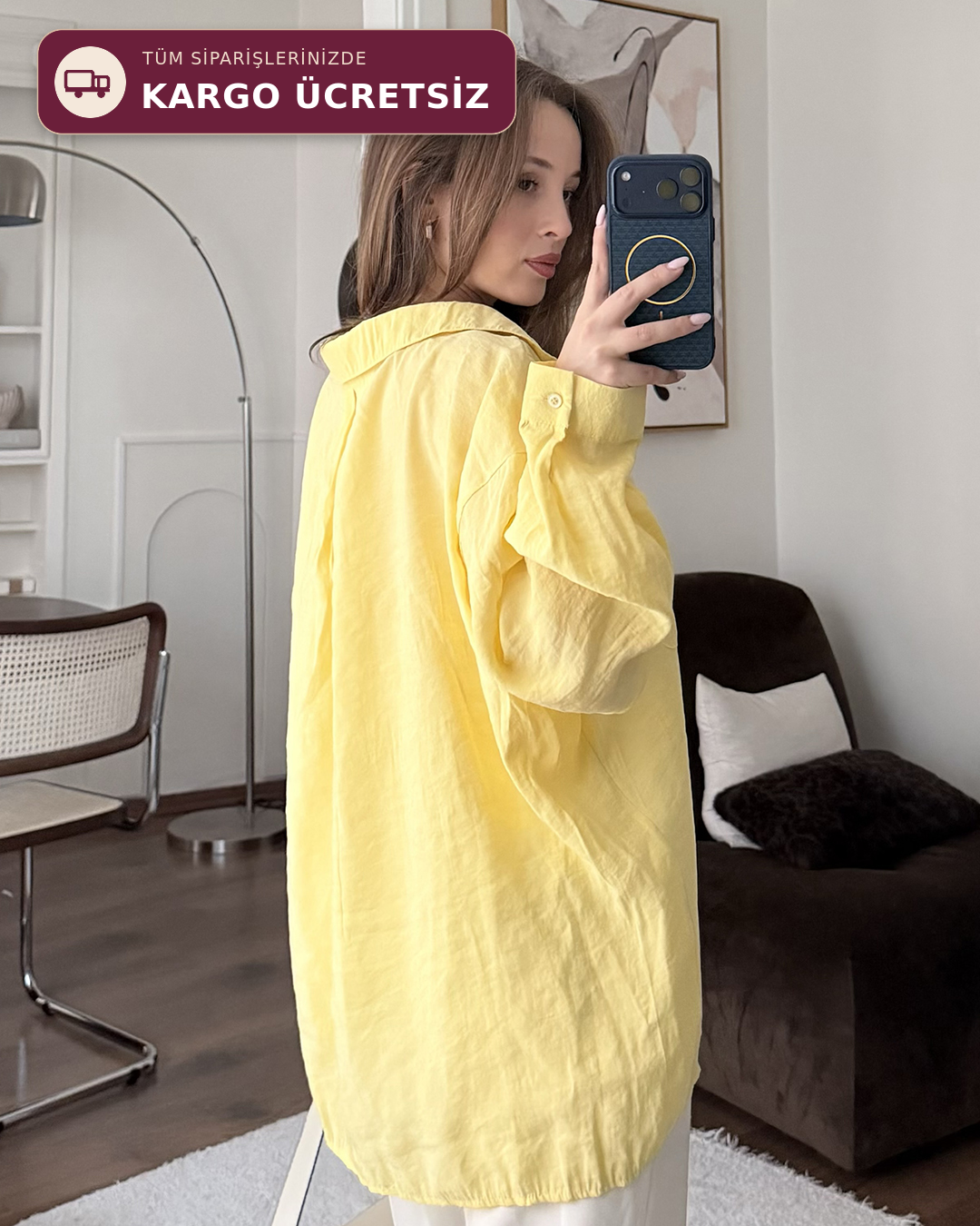 Bambu Oversize Sarı Gömlek