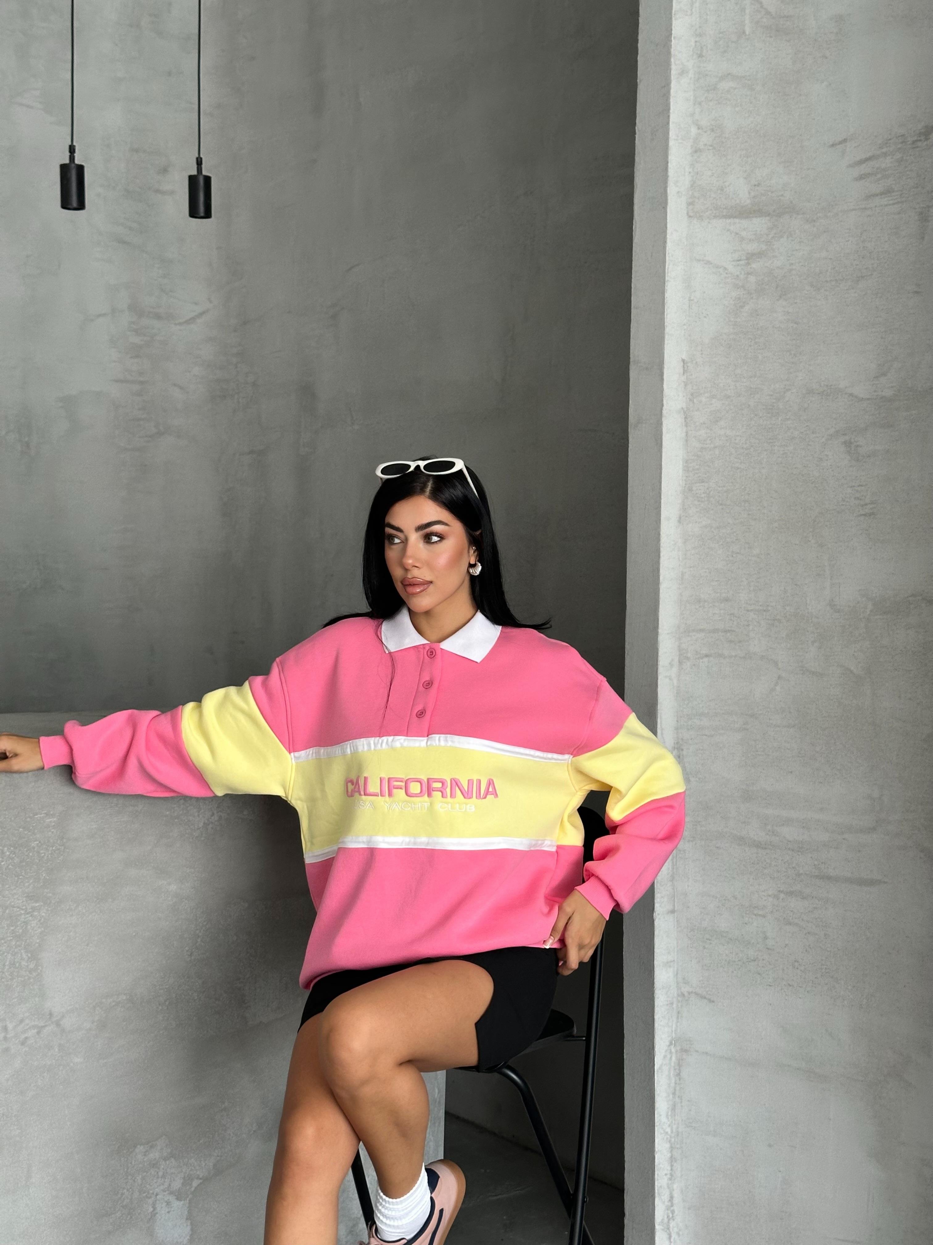 California Nakışlı Fuşya Sweatshirt