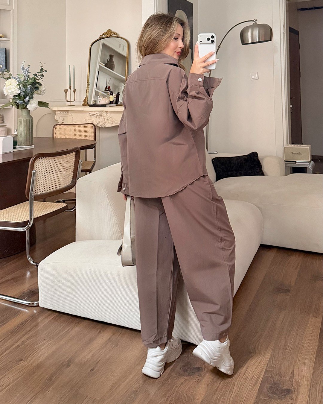 Çıtçıtlı Vizon Gömlek Pantolon İkili Takım