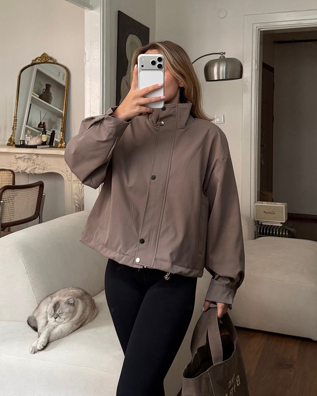 Çıtçıtlı Vizon Trenç Bomber Ceket