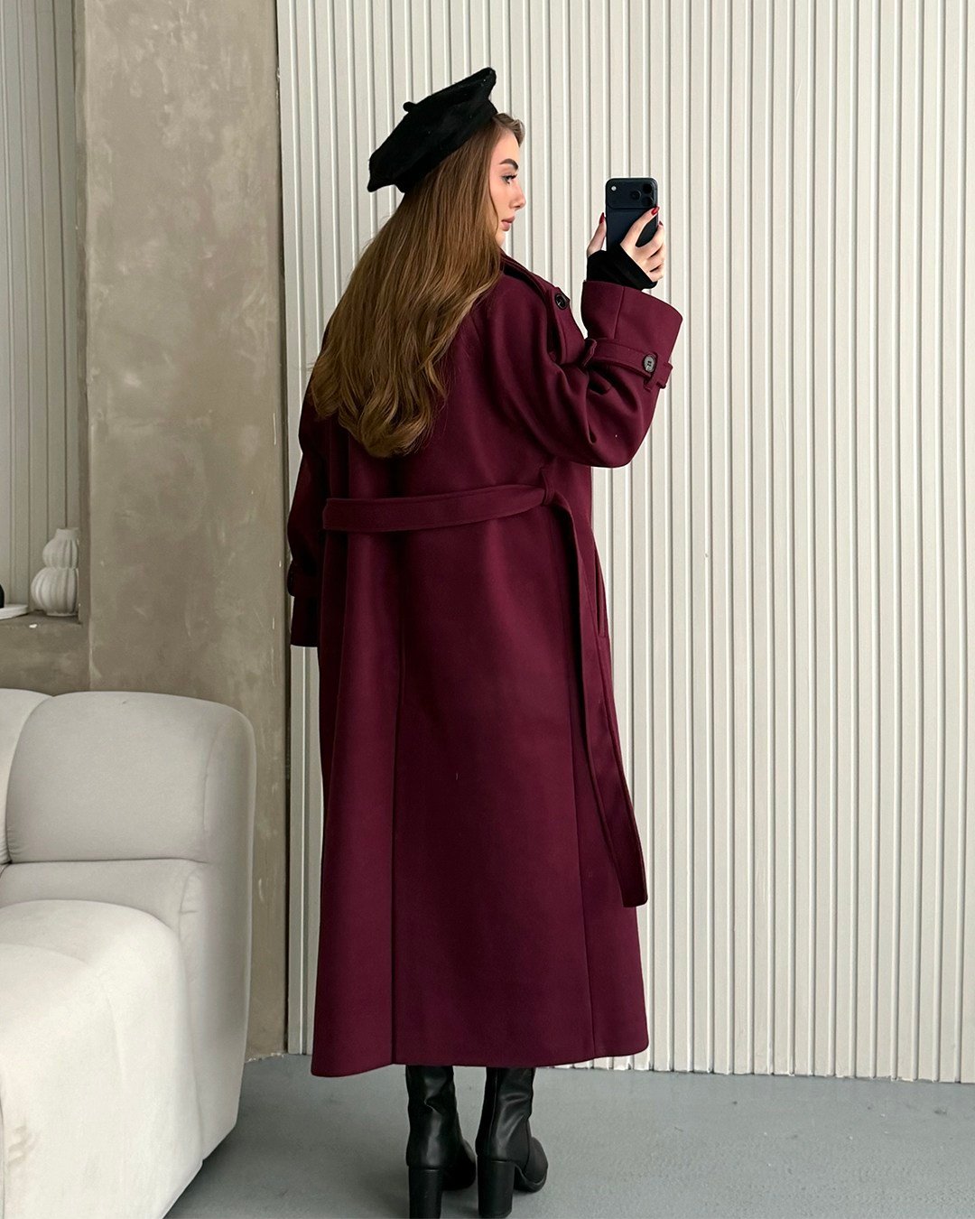 Dik Yaka Premium Bordo Kaban