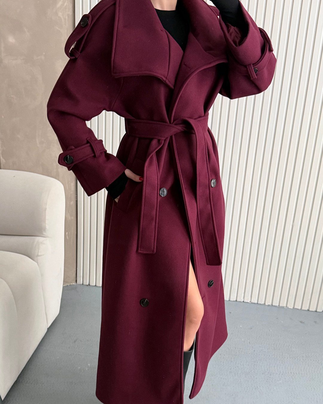 Dik Yaka Premium Bordo Kaban