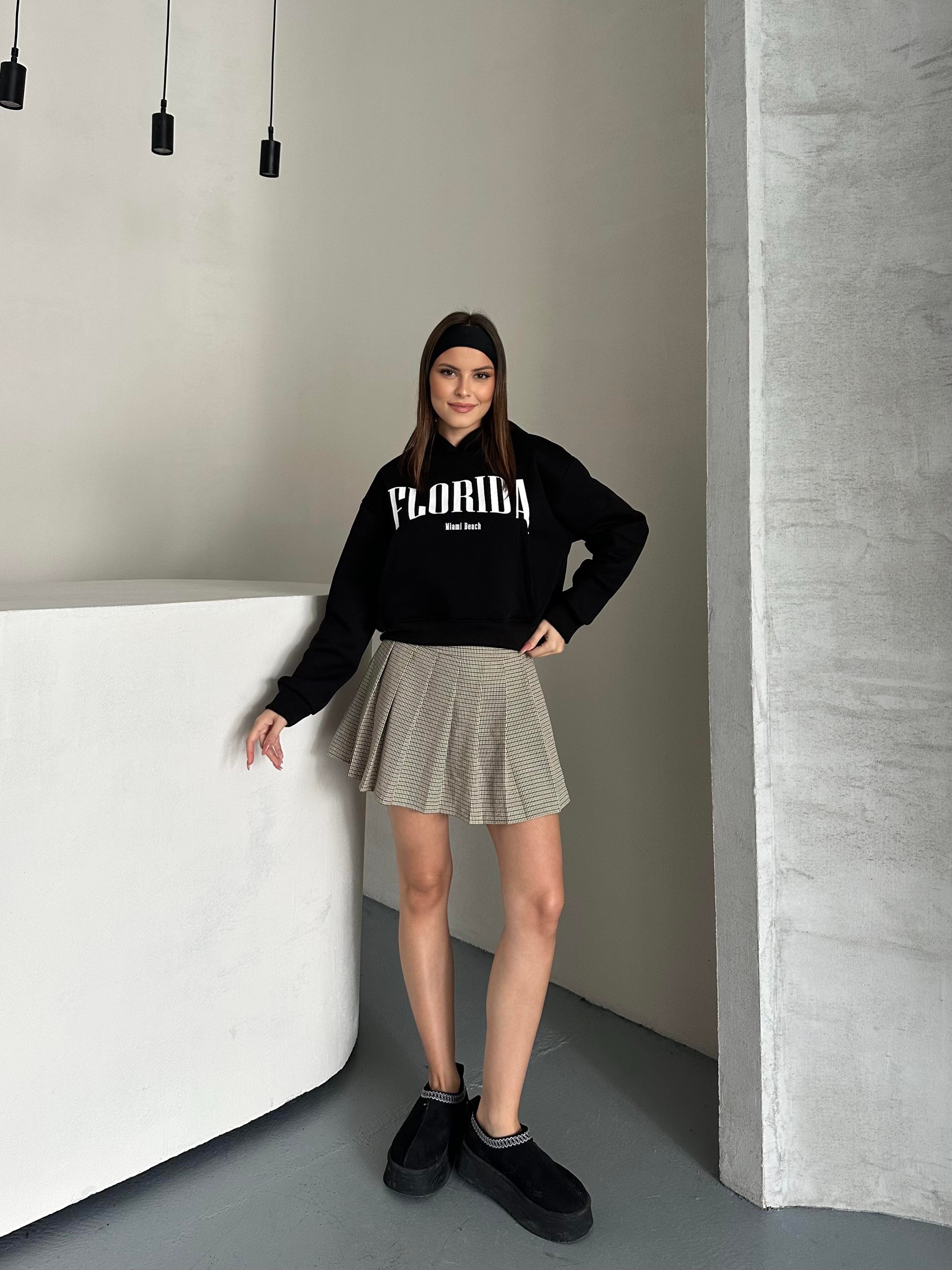 Florida Kapüşonlu Siyah Sweatshirt