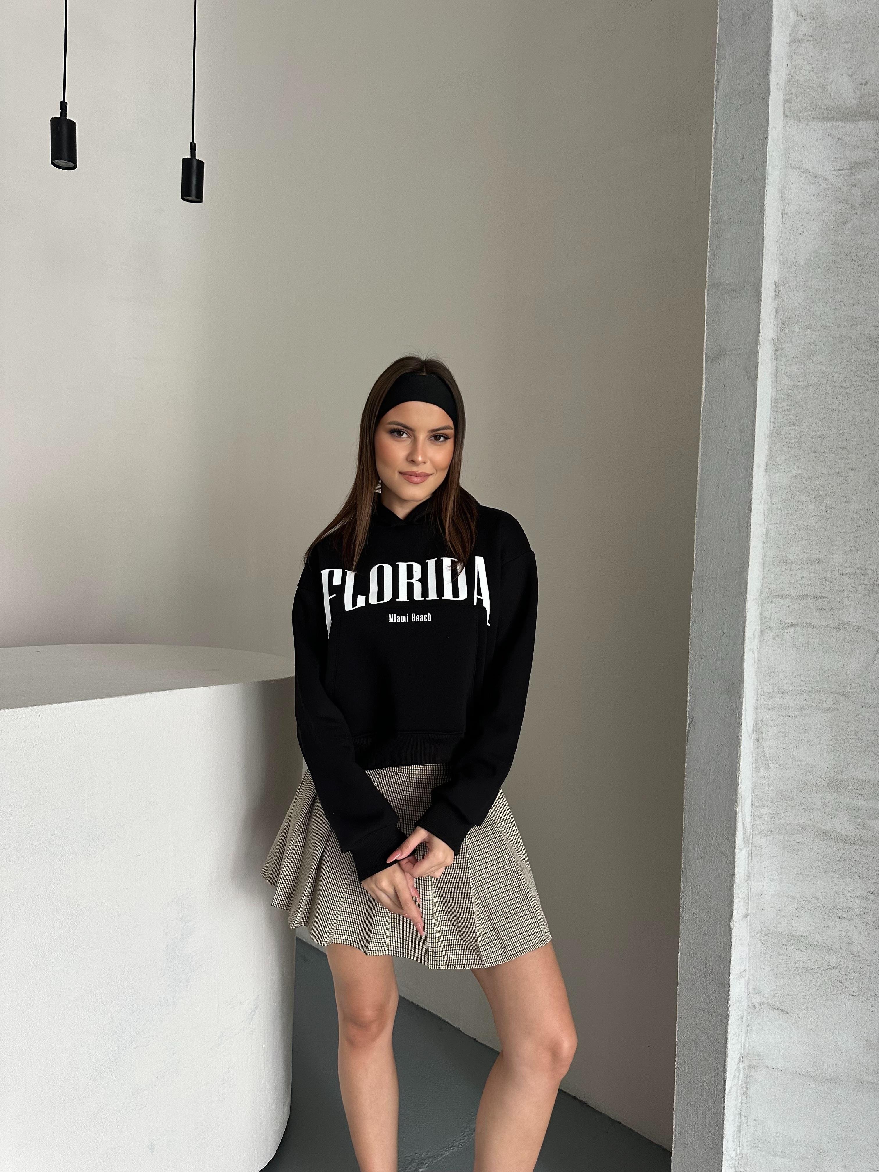 Florida Kapüşonlu Siyah Sweatshirt