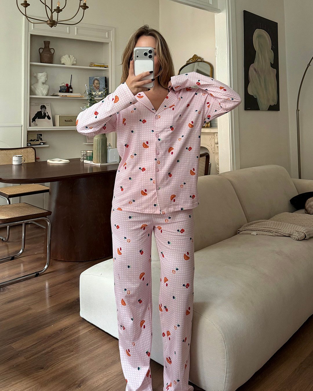 Günaydın Desenli Pembe Pijama Takımı