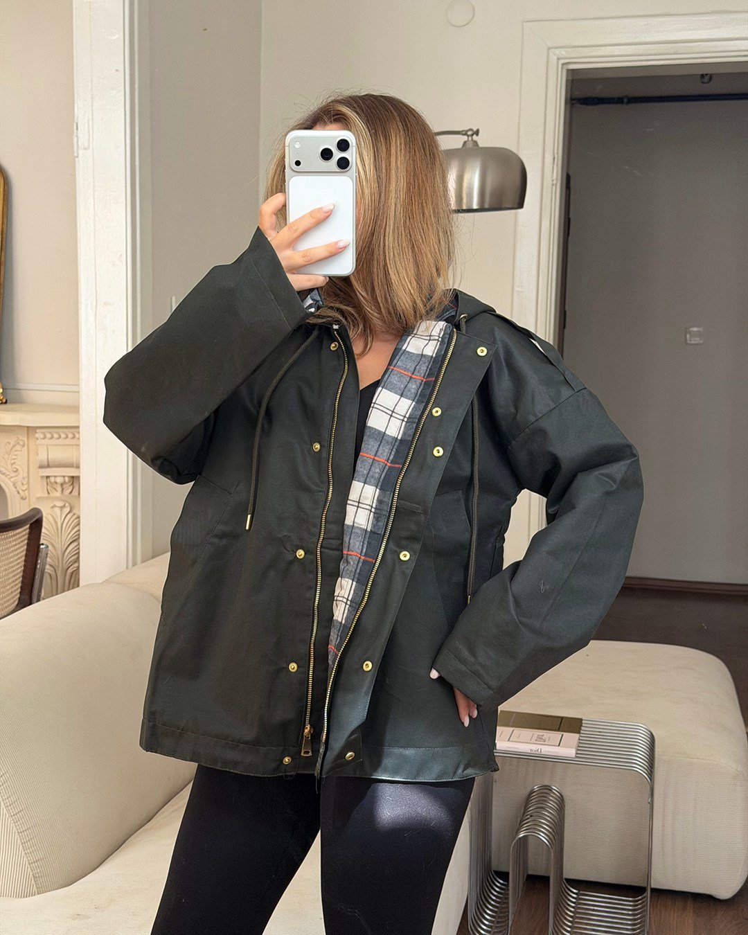 Kapüşonlu Oversize Haki Parka