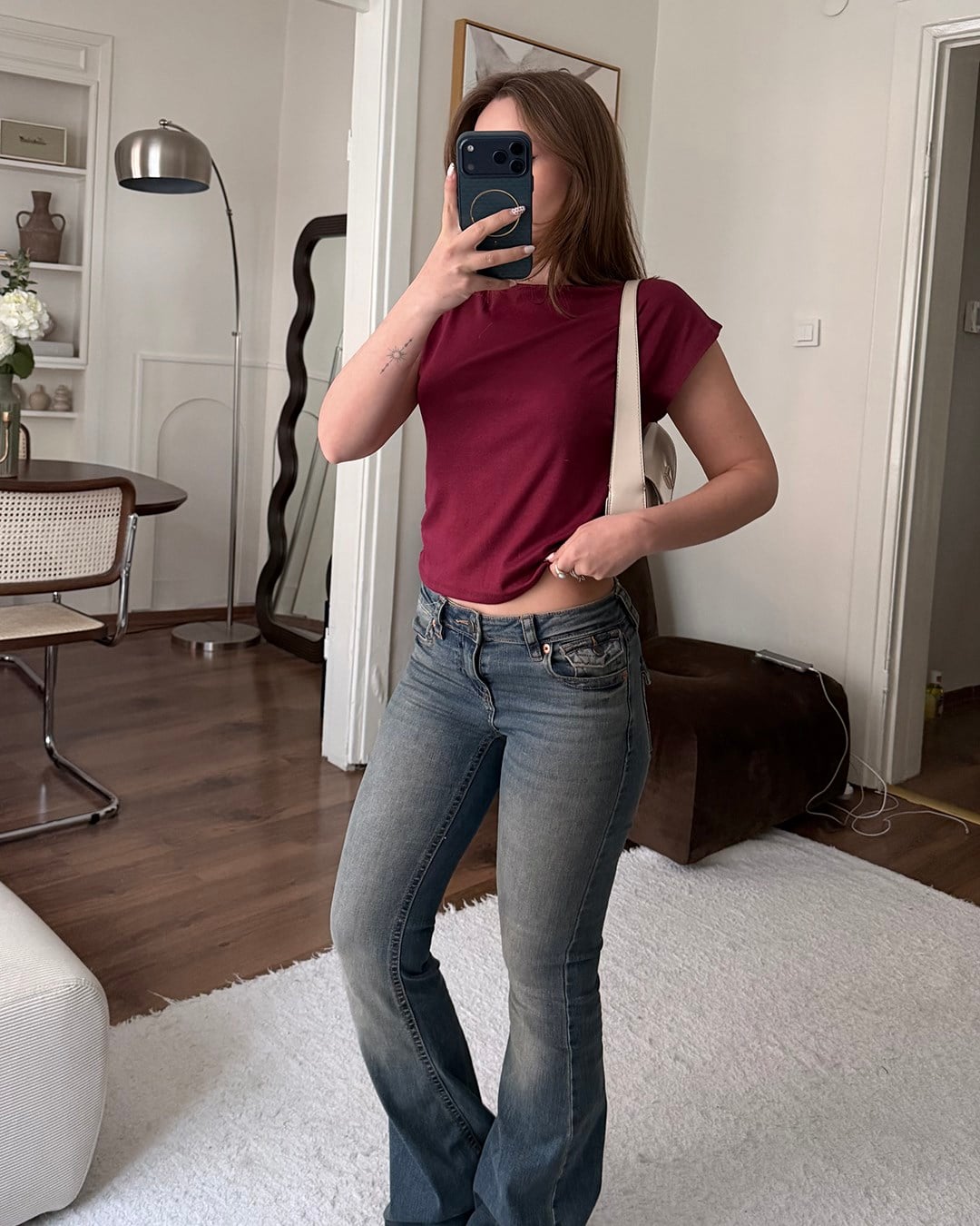Kayık Yaka Bordo Bluz