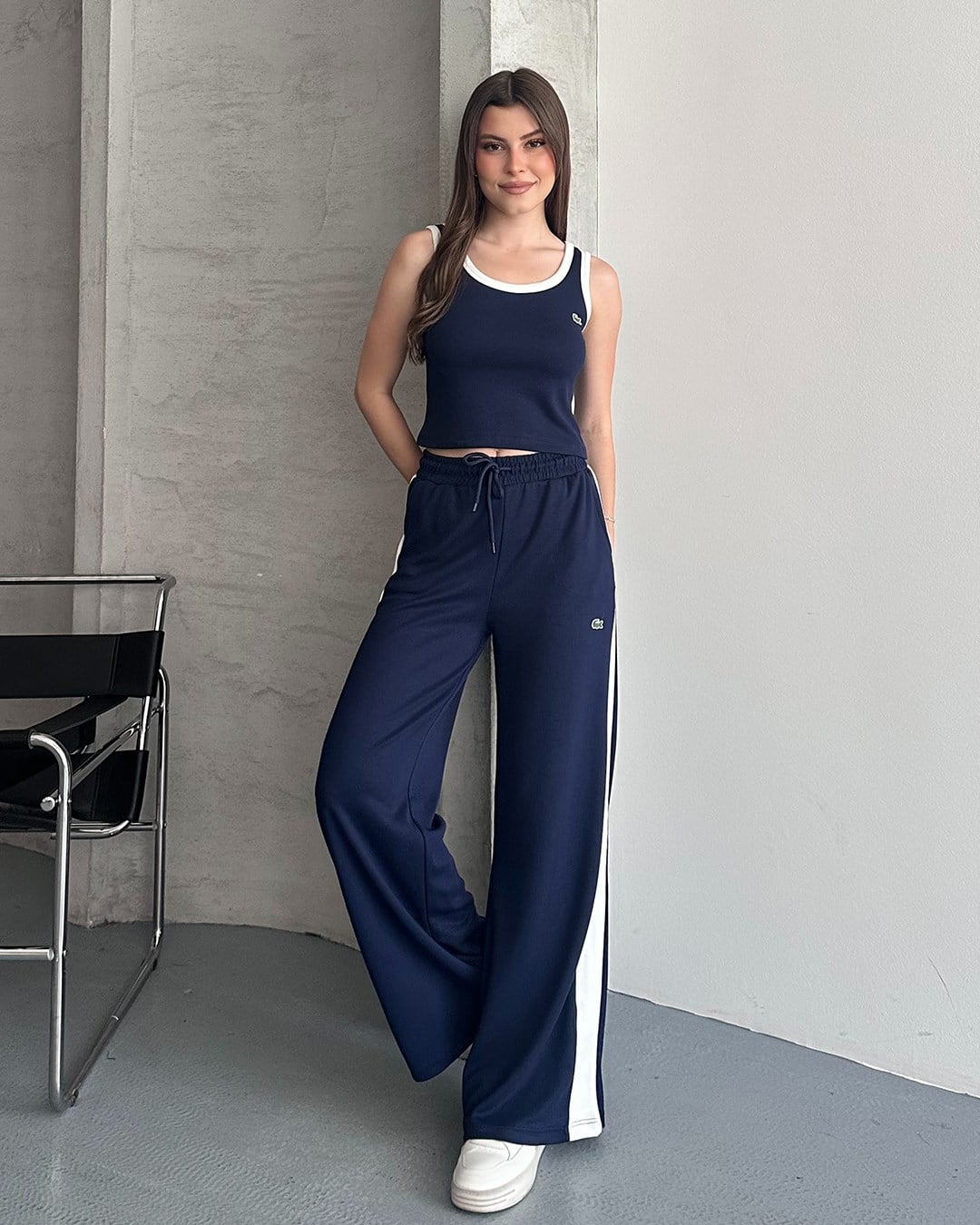 Lacivert Biyeli Crop Eşofman Takımı