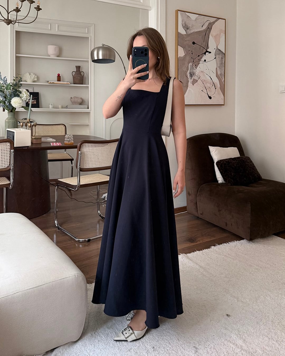 Lacivert Helen Maxi Elbise