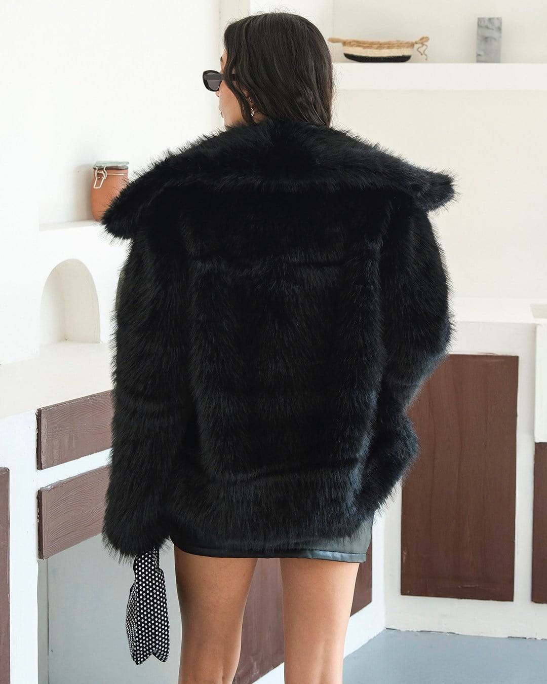 Luna Siyah Oversize Kürk Ceket