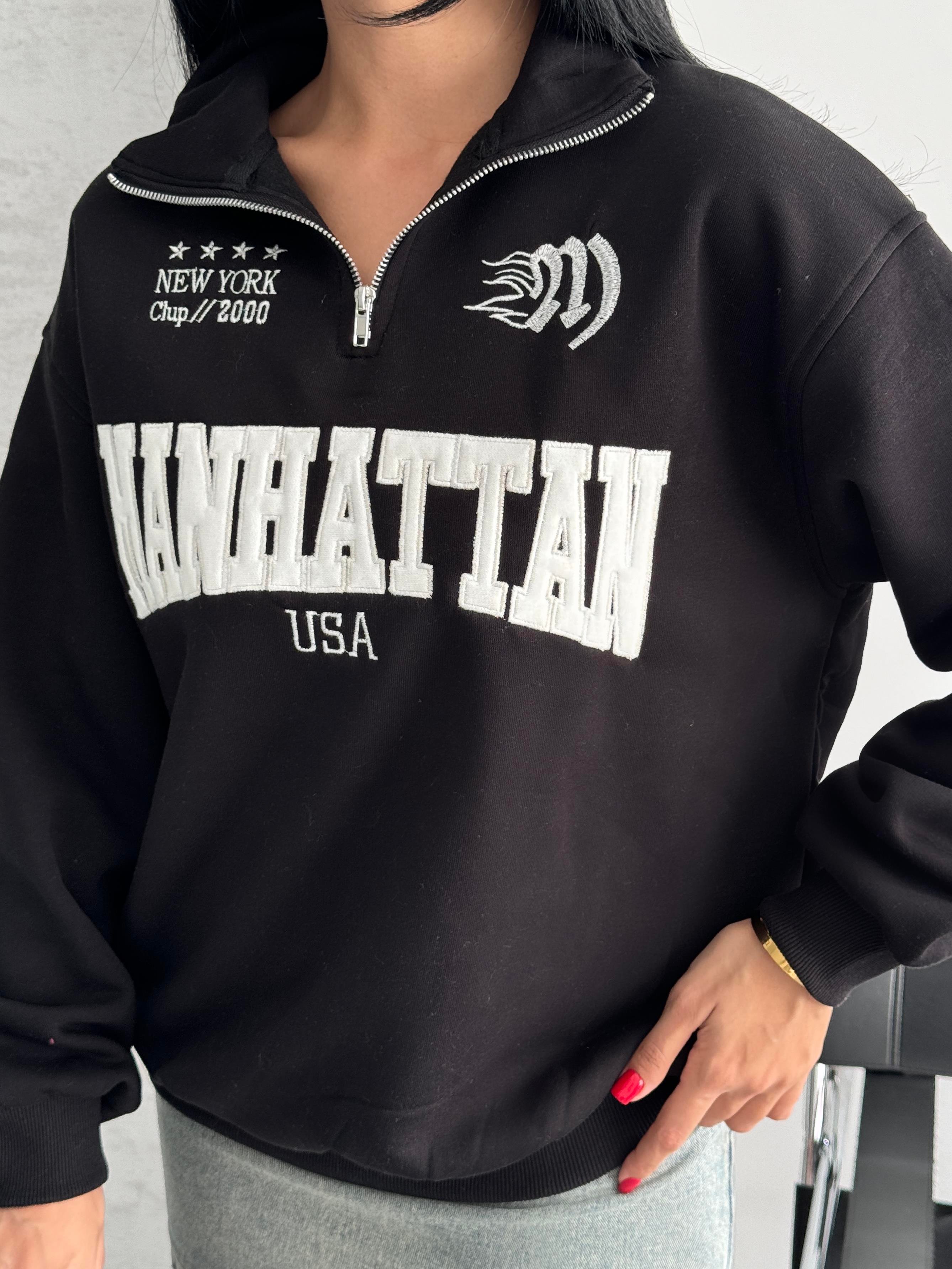 Manhattan Unisex Siyah Sweatshirt