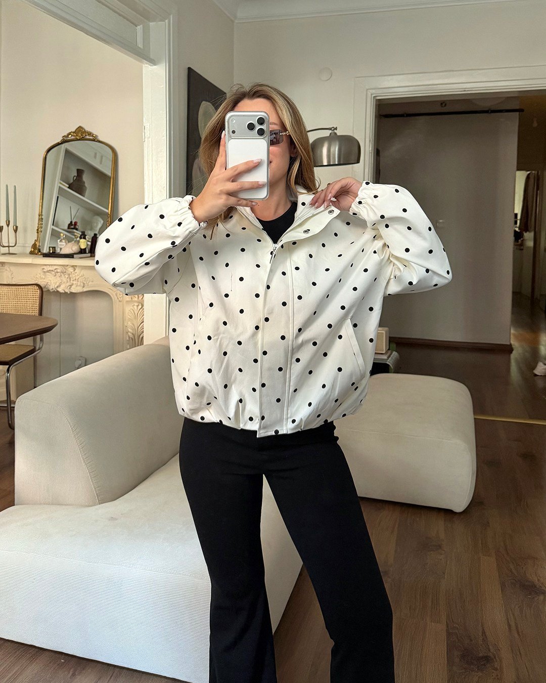 Mini Puantiyeli Bomber Ceket